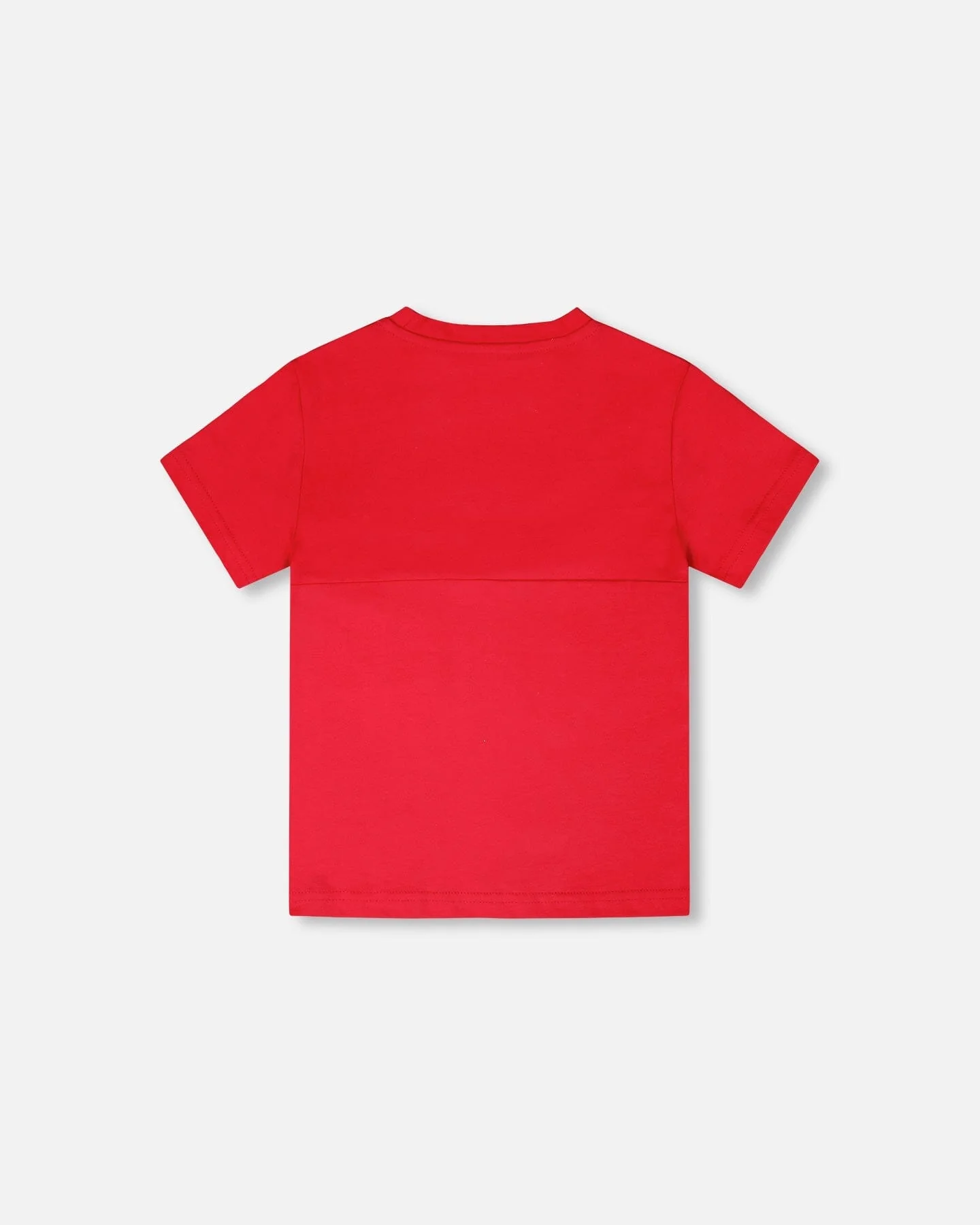 Organic Cotton Colorblock Jersey T-Shirt With Chest Pocket Rouge - Image 3