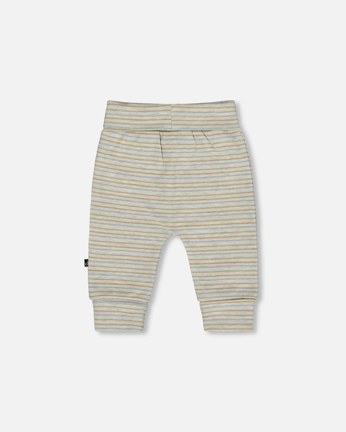 Organic Cotton Evolutive Pants Striped Heather Beige And Gray - Image 3