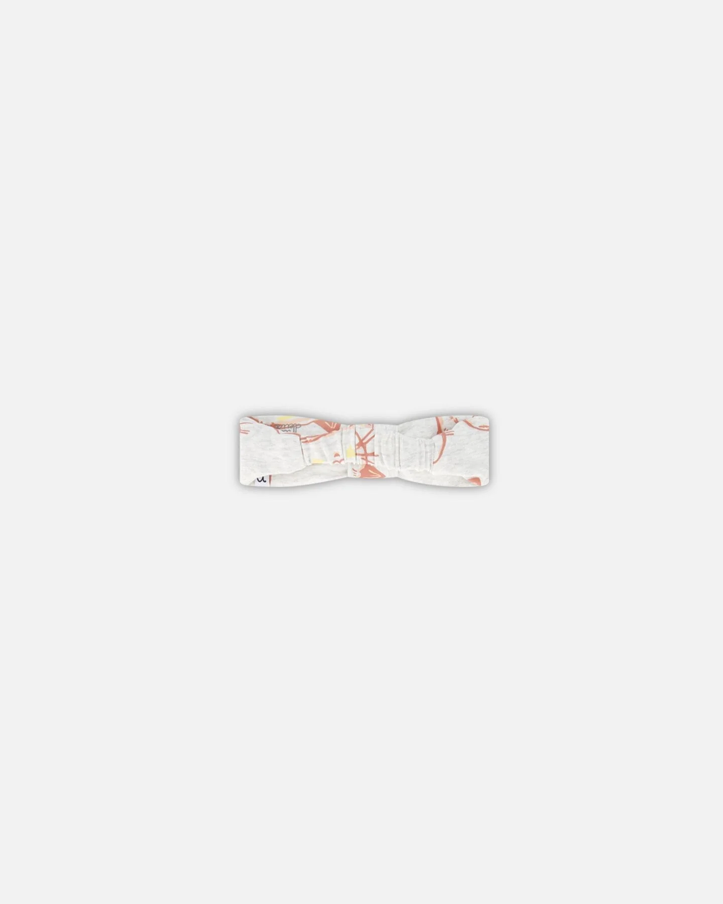 Organic Cotton Headband Heather Beige With Printed Cat - Image 3