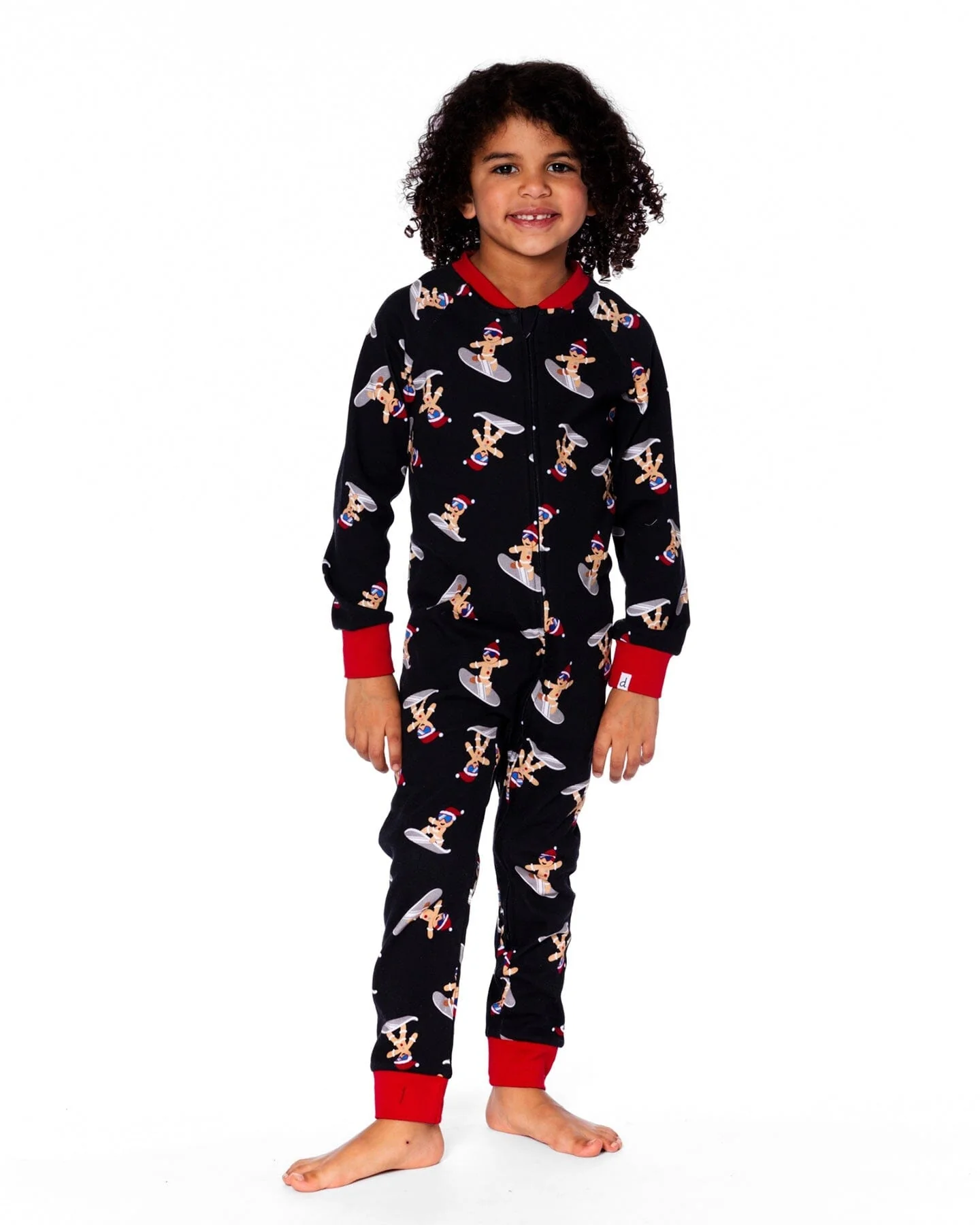 Organic Cotton Interlock One-Piece Pajama Black Cookie Print - Image 2