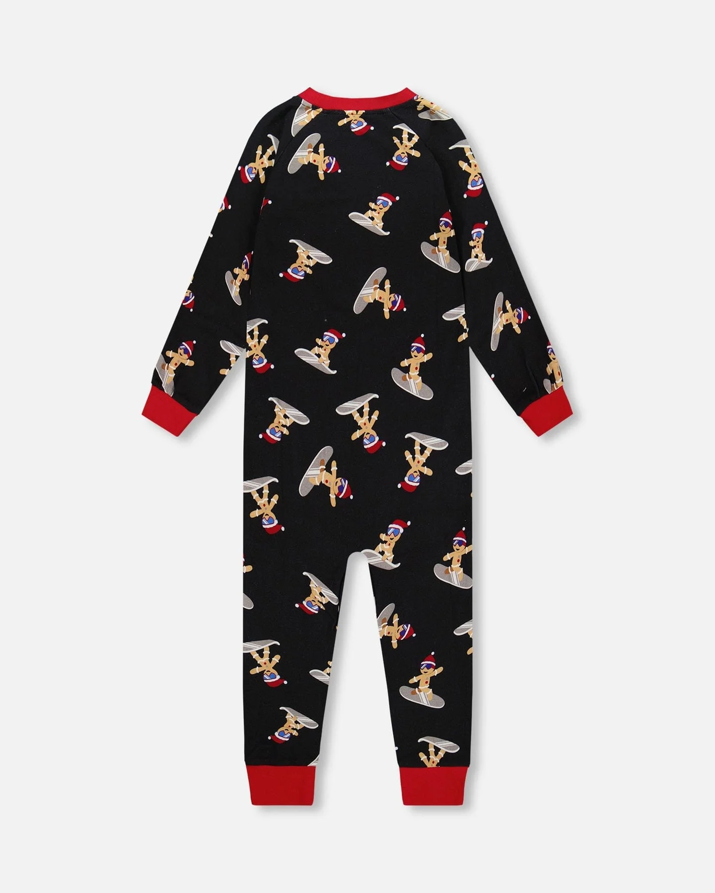 Organic Cotton Interlock One-Piece Pajama Black Cookie Print - Image 3