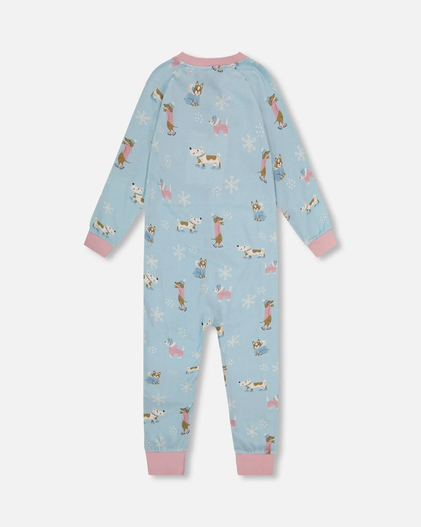 Organic Cotton Interlock One-Piece Pajama Blue Dog Print - Image 3