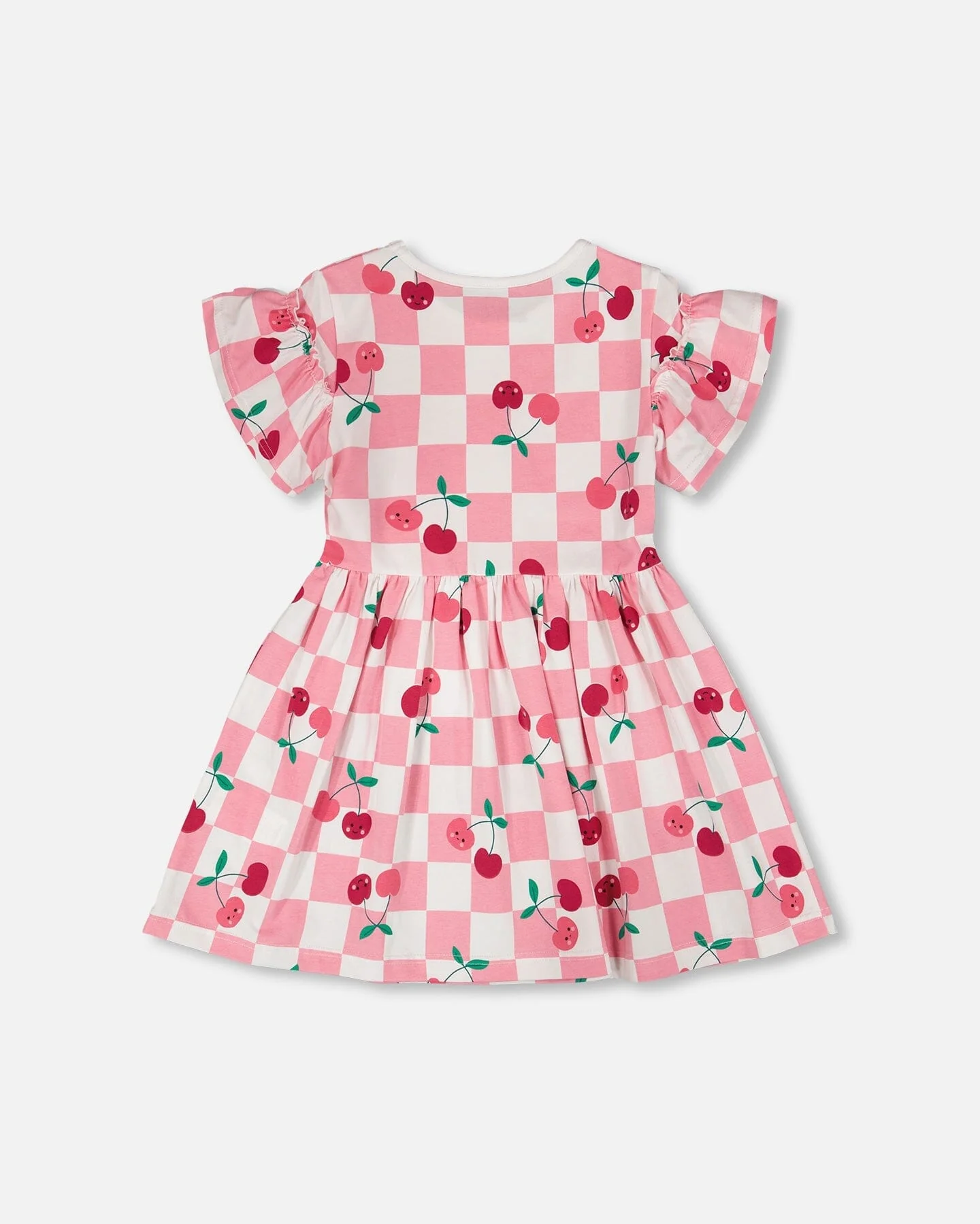 Organic Cotton Jersey Dress Pink Printed Cherries - Image 3
