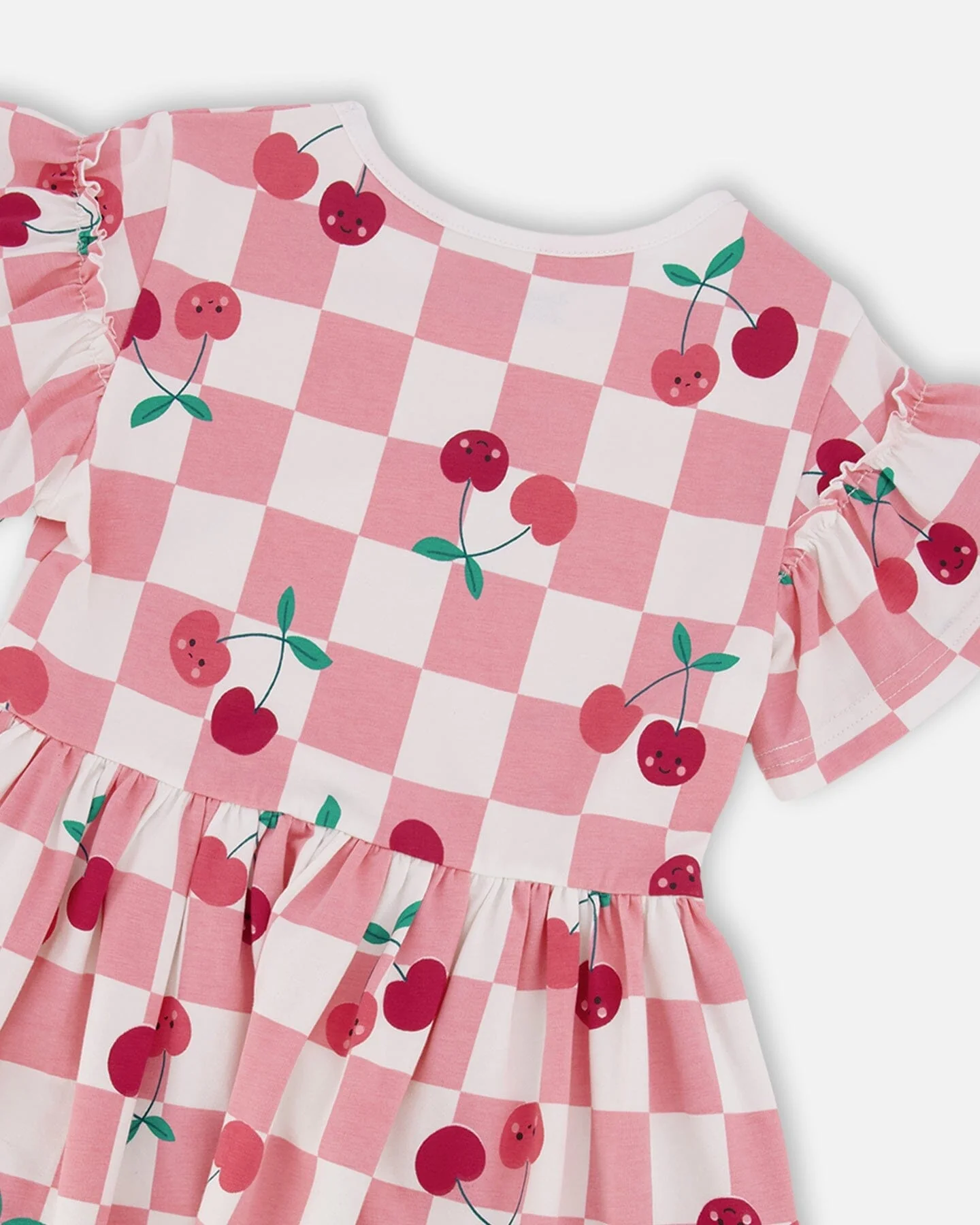 Organic Cotton Jersey Dress Pink Printed Cherries - Image 4