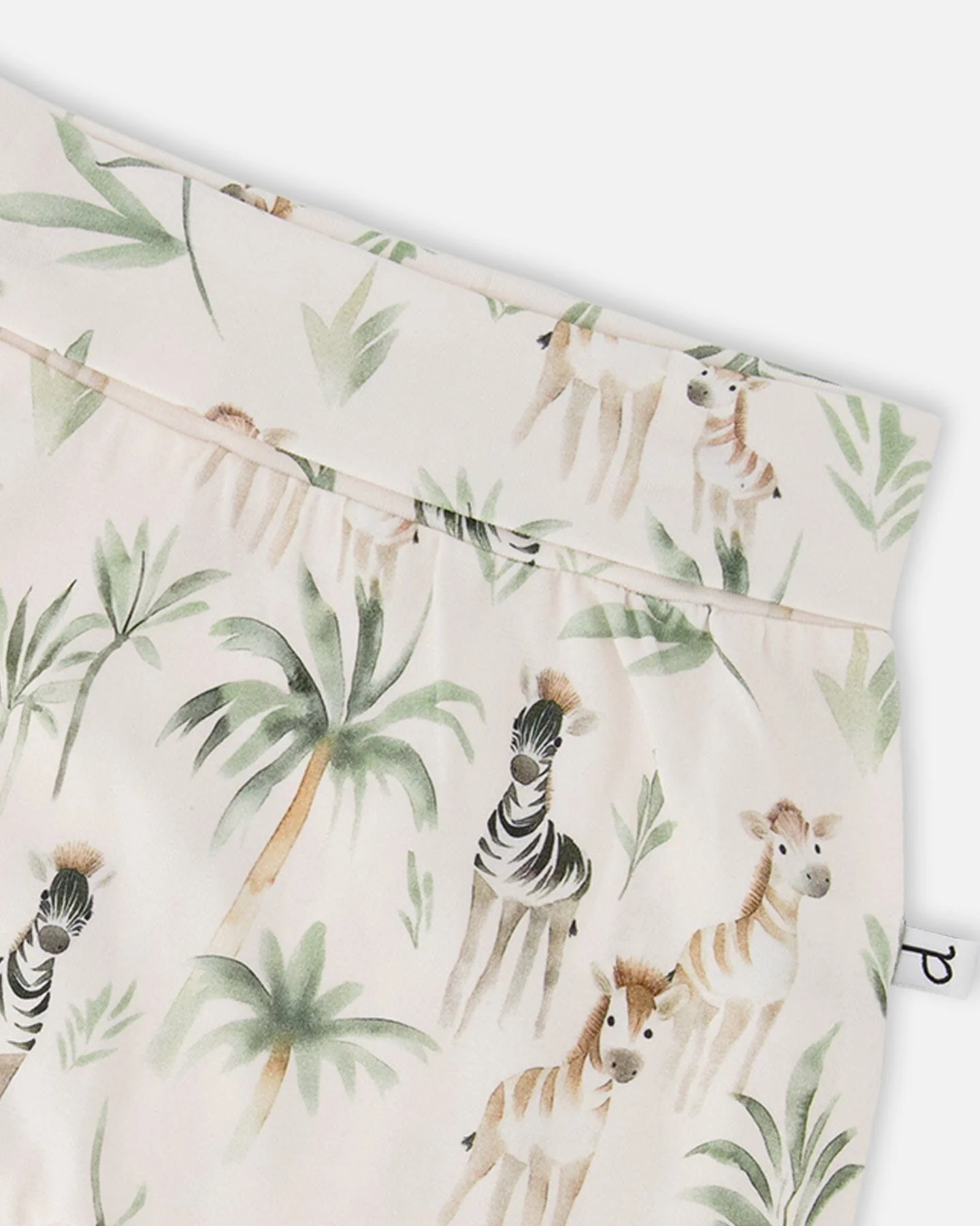 Organic Cotton Jersey Evolutive Pants Beige Zebra Print - Image 3