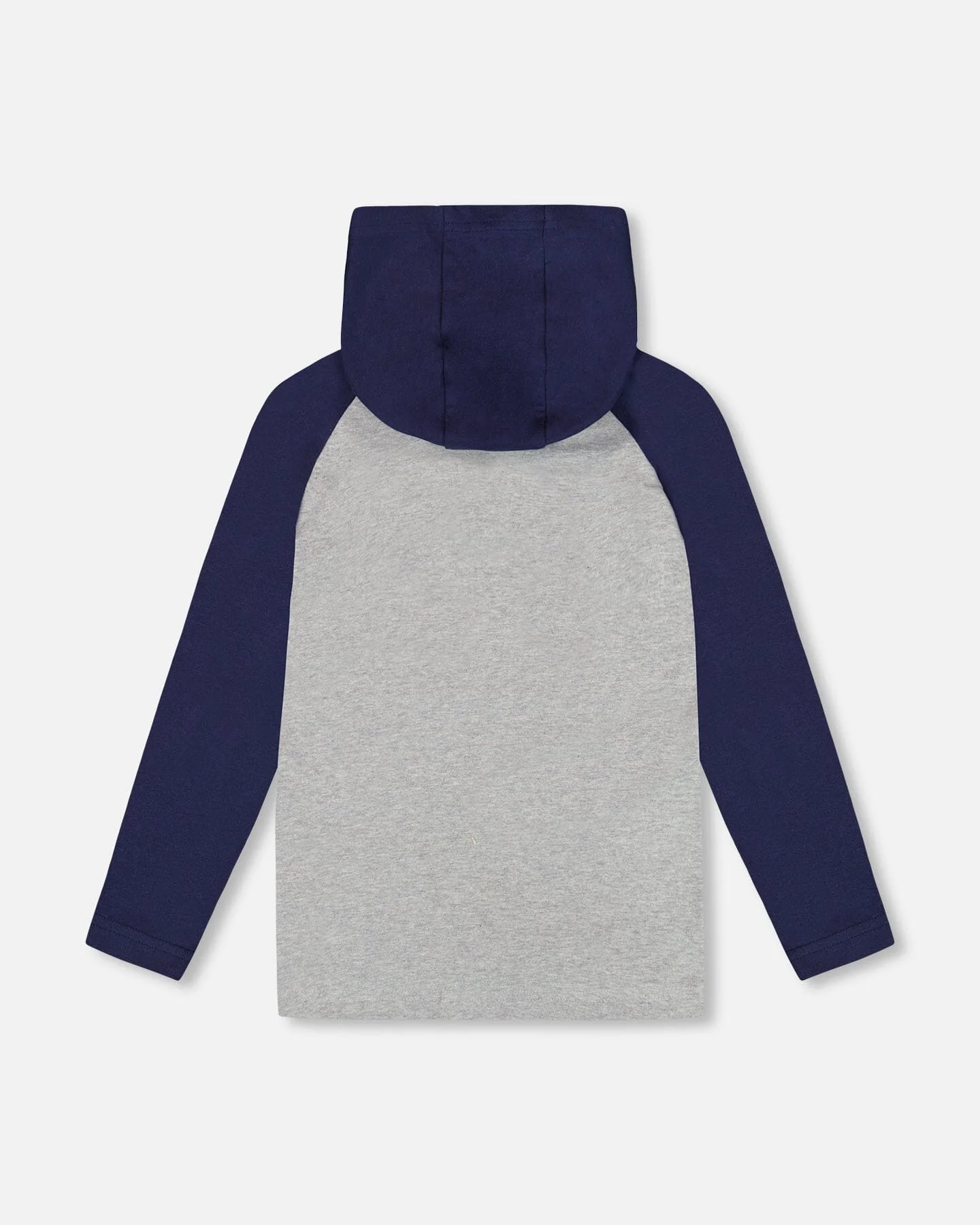 Organic Cotton Jersey Hooded Raglan Sleeve Tee Navy Blue - Image 3