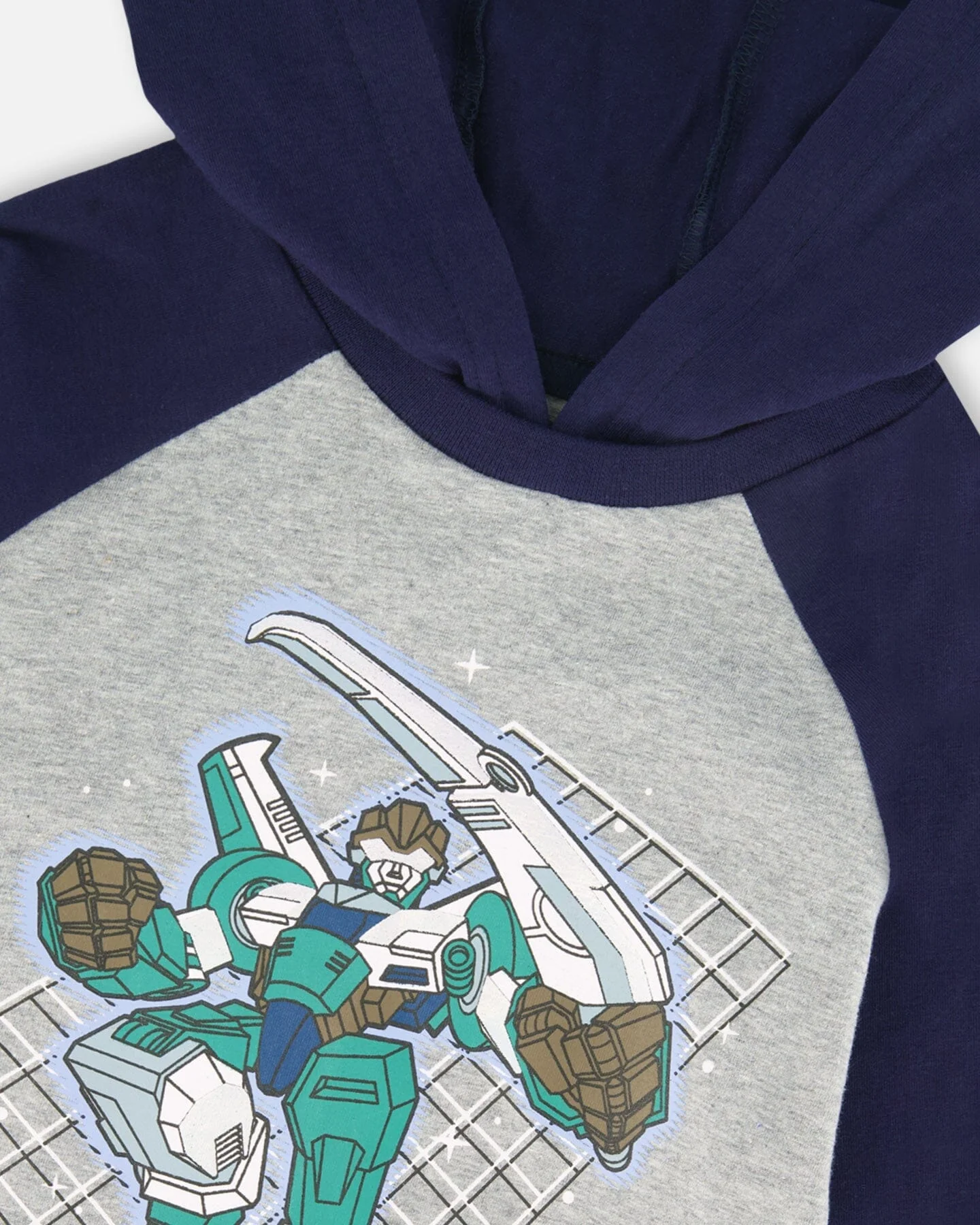 Organic Cotton Jersey Hooded Raglan Sleeve Tee Navy Blue - Image 4