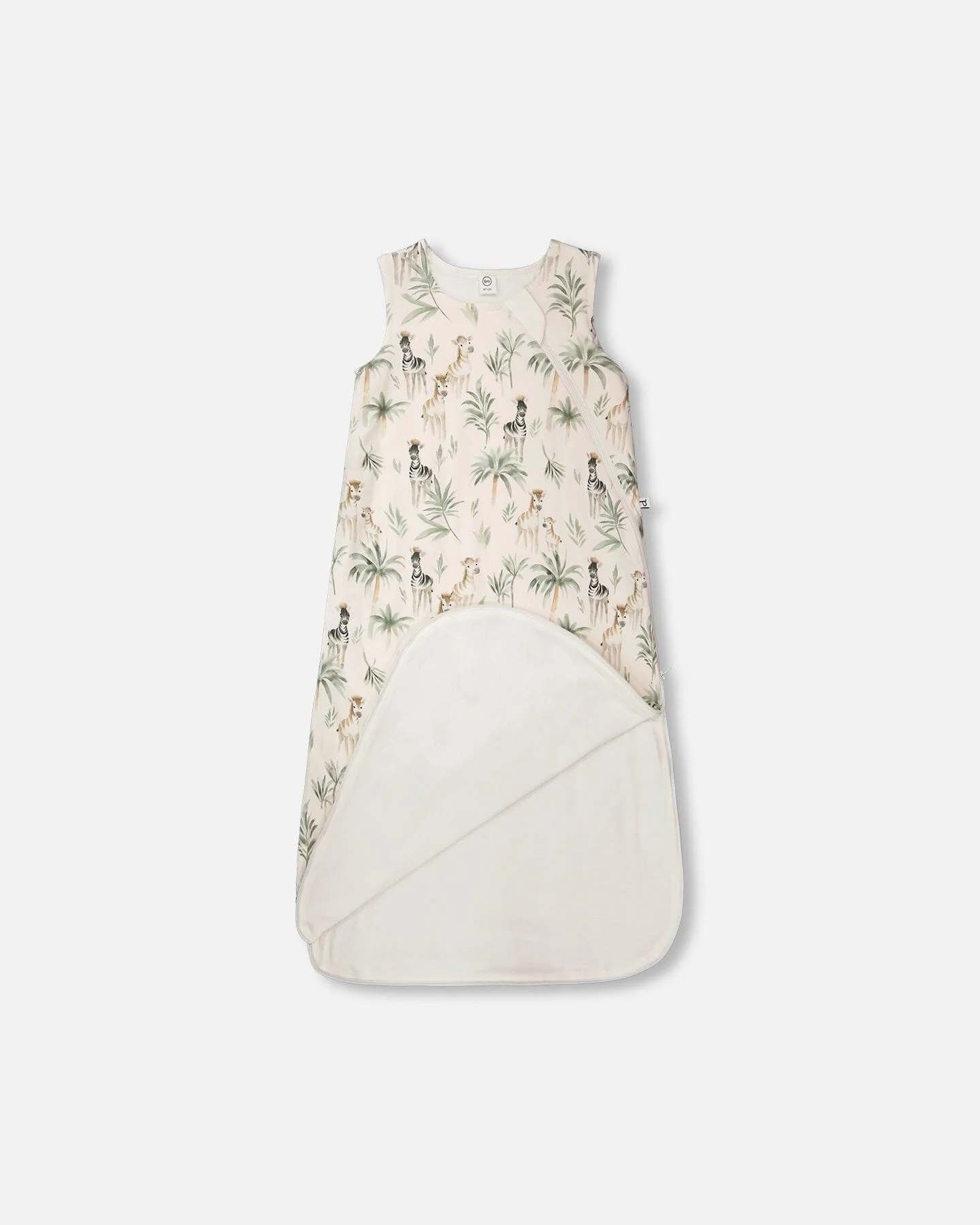 Organic Cotton Jersey Muslin Sleep Sack Beige Zebra Print - Image 3