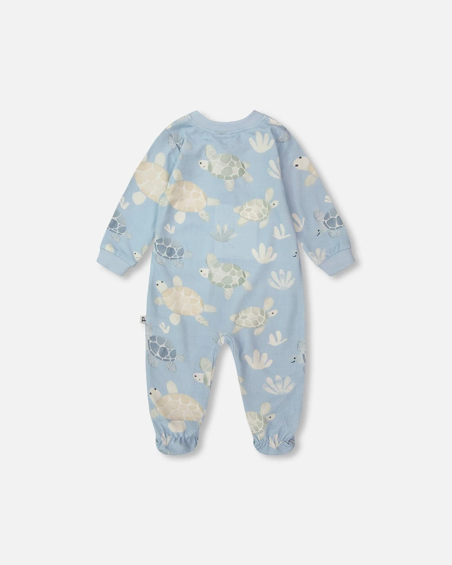Organic Cotton Jersey One-Piece Pyjama Blue Turtle Print - Image 3