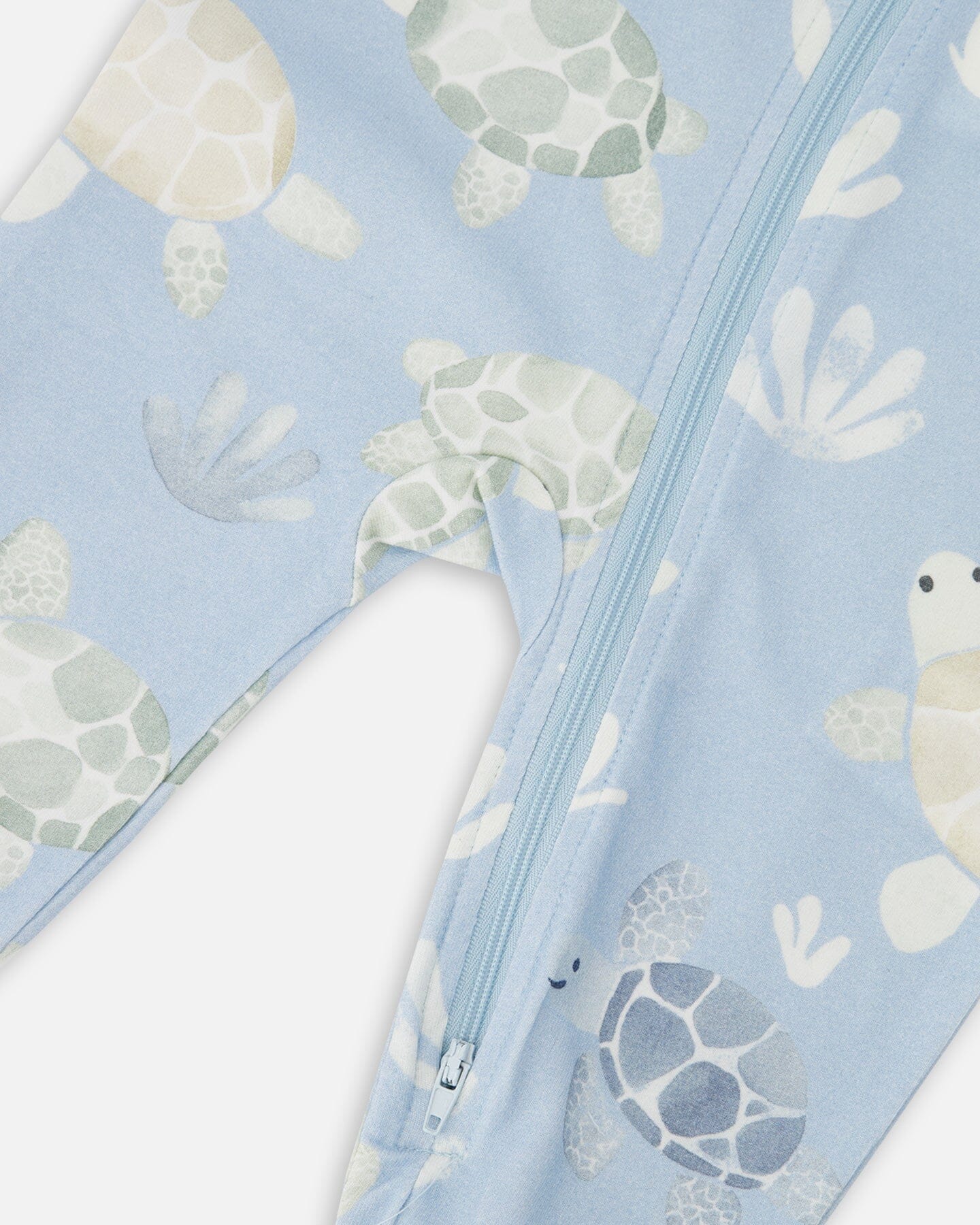 Organic Cotton Jersey One-Piece Pyjama Blue Turtle Print - Image 4