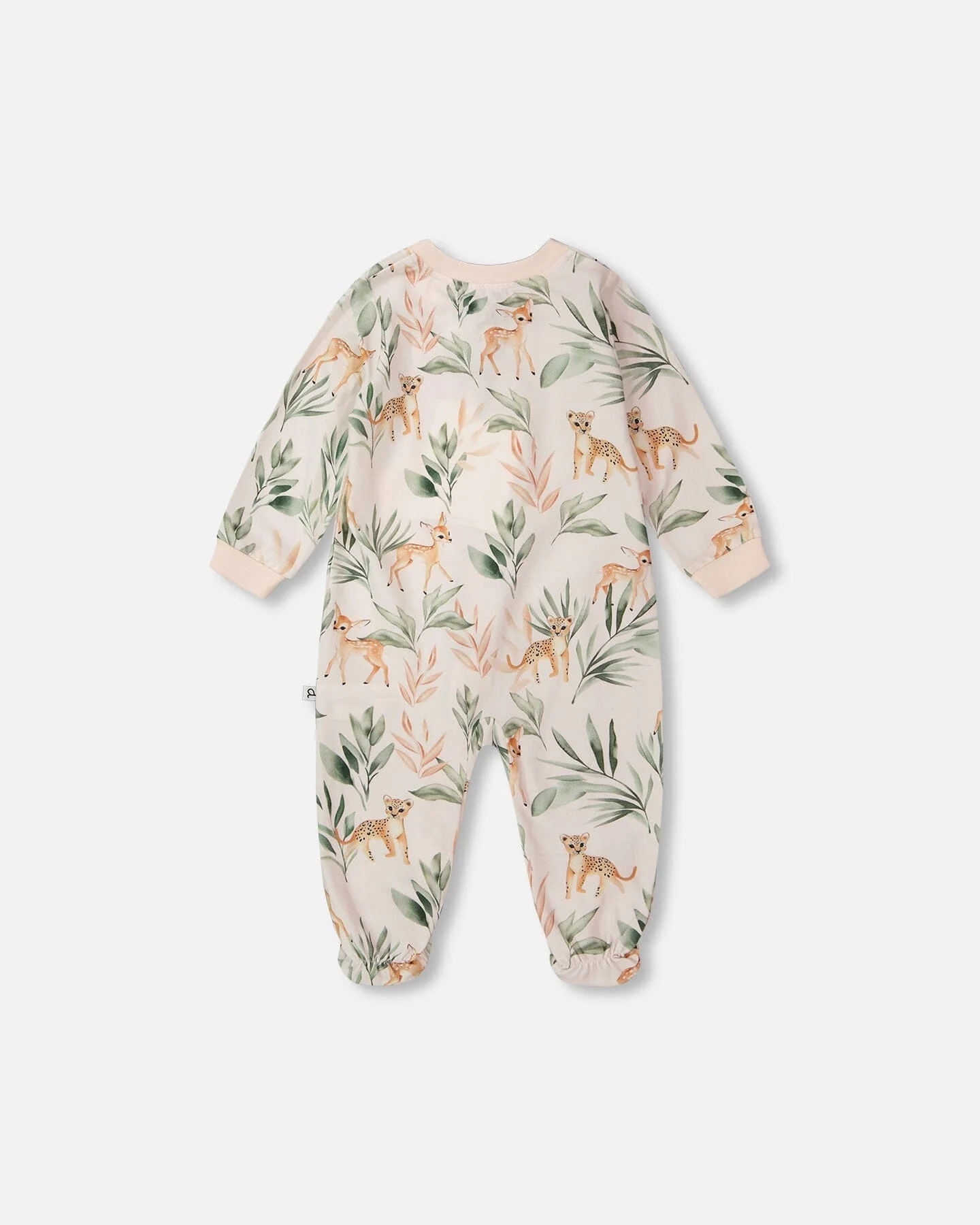 Organic Cotton Jersey One-Piece Pyjama Peach Deer Print - Image 2