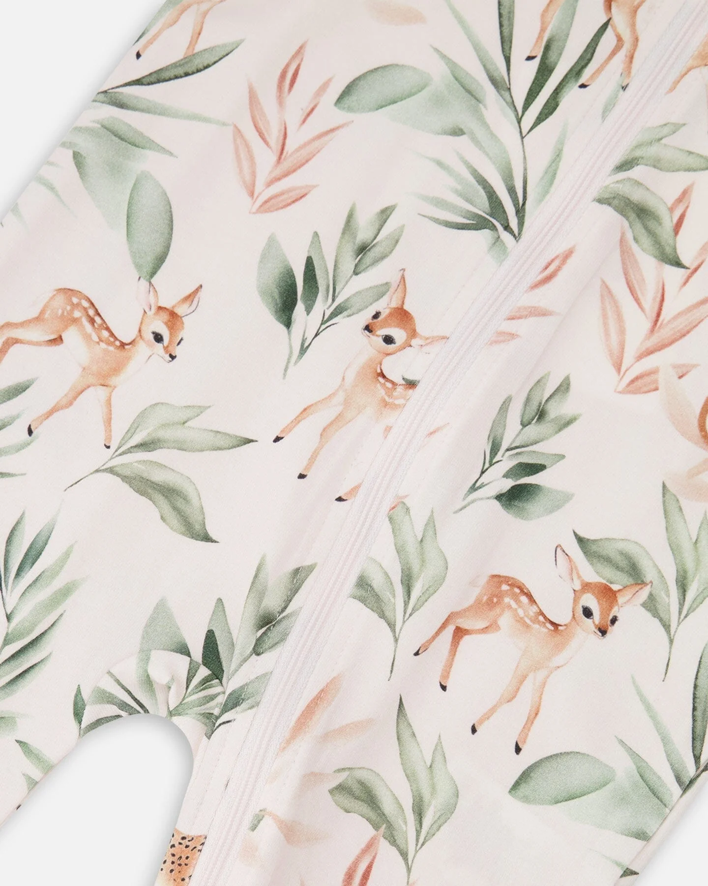 Organic Cotton Jersey One-Piece Pyjama Peach Deer Print - Image 3