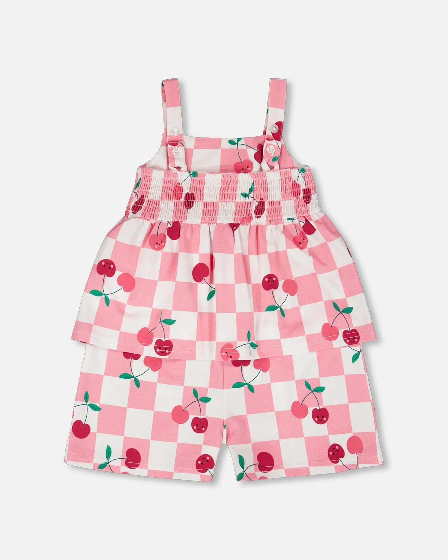 Organic Cotton Jersey Romper Pink Printed Cherries - Image 3