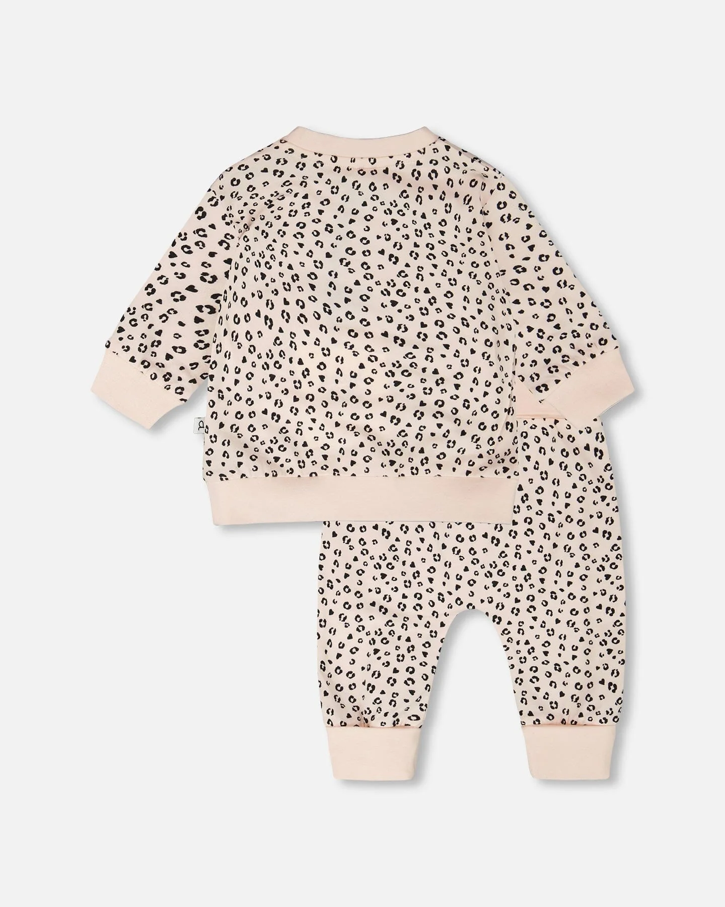 Organic Cotton Jersey Sweater And Pants Set Peach Animal Print - Image 2