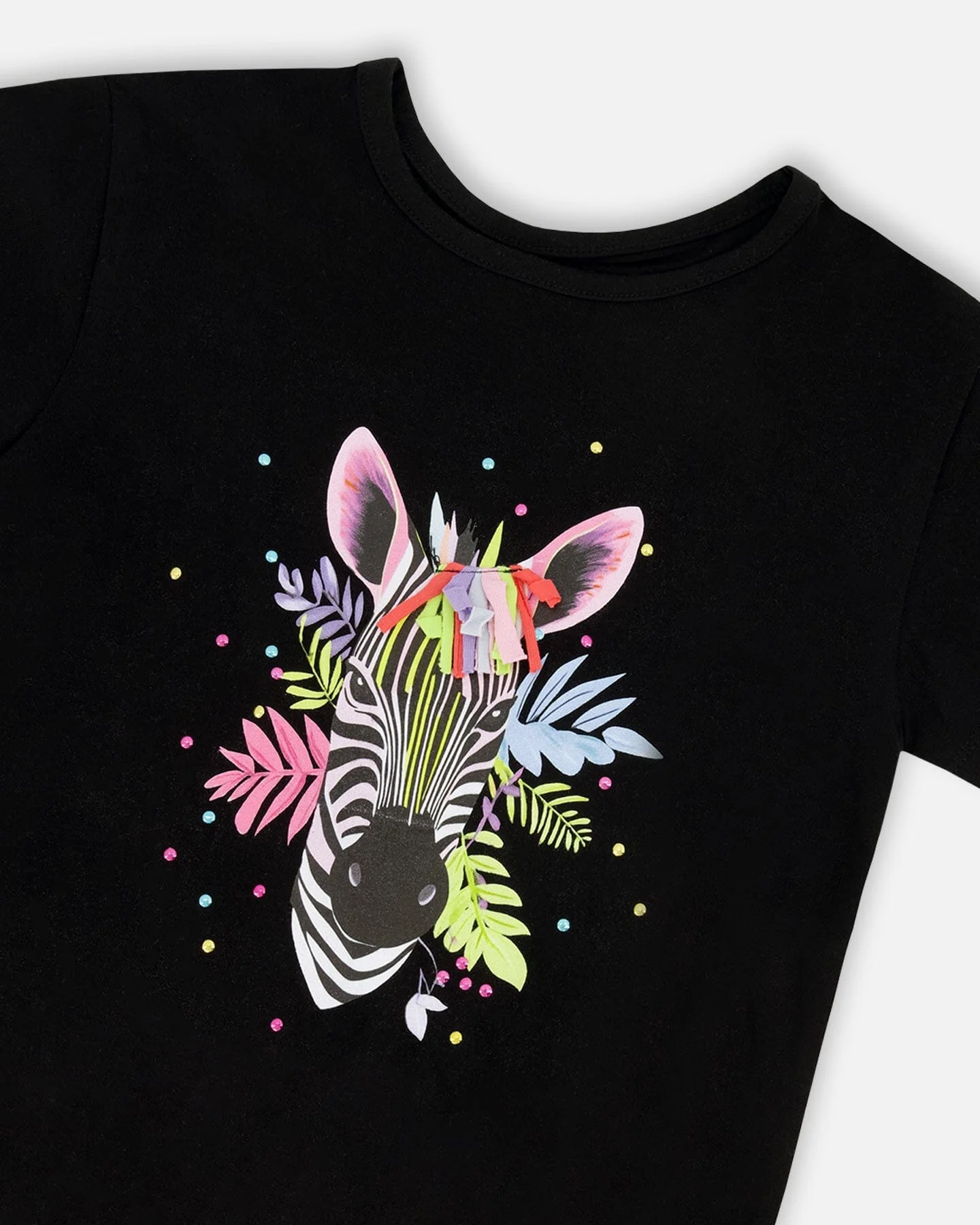 Organic Cotton Jersey T-Shirt Black With Zebra - Image 4