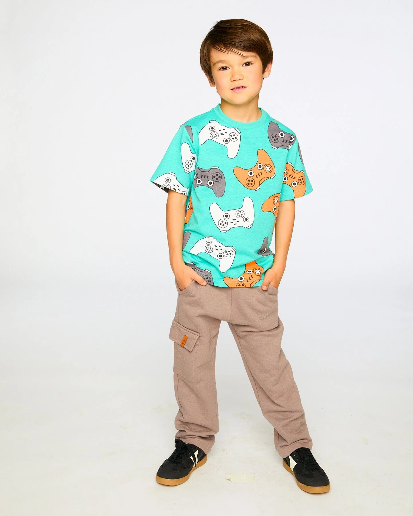Organic Cotton Jersey T-Shirt Blue Printed Gamepads - Image 2