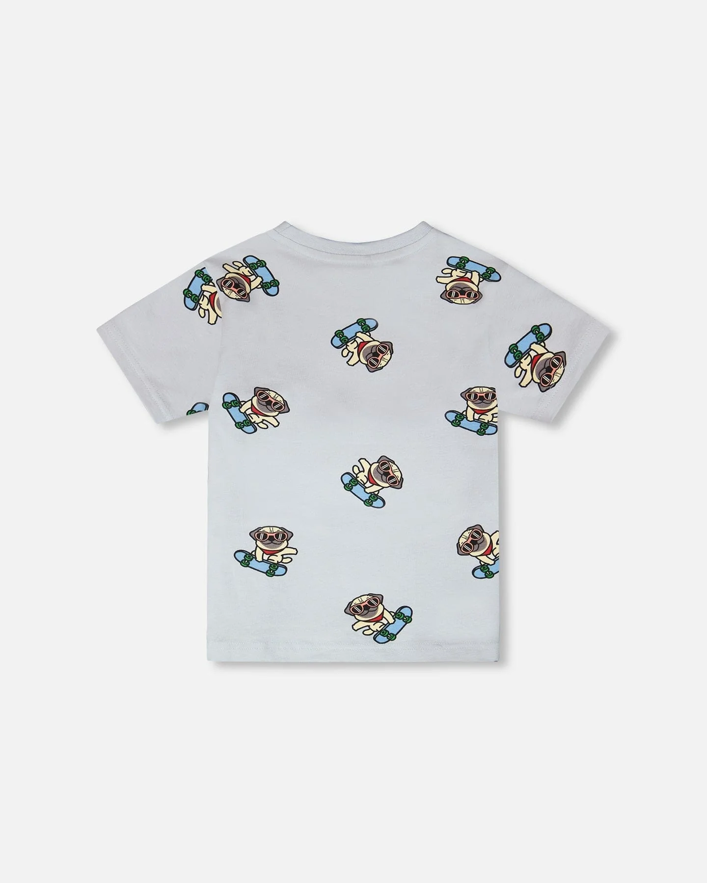 Organic Cotton Jersey T-Shirt Blue Pug Print - Image 3