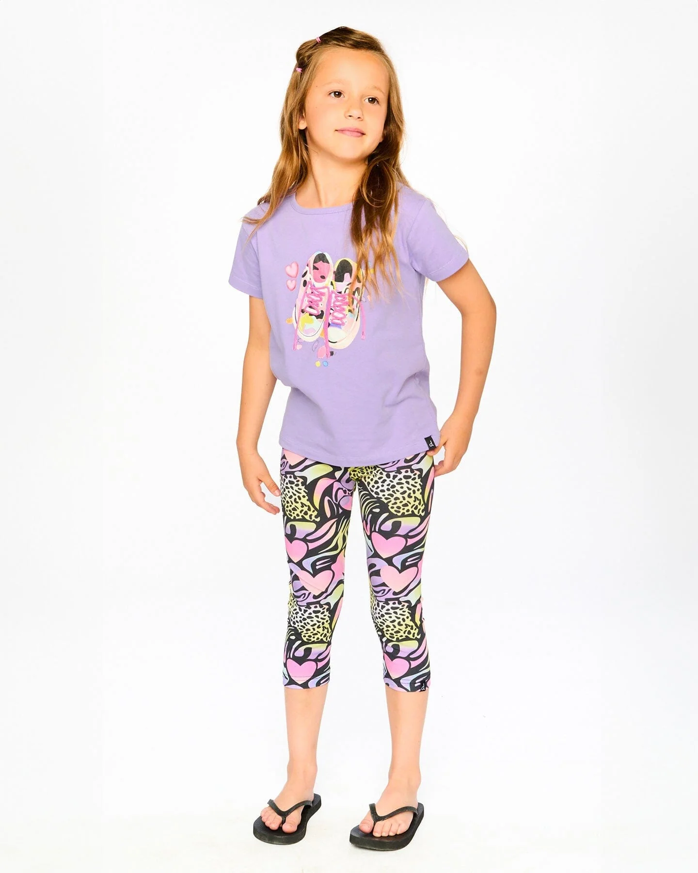 Organic Cotton Jersey T-Shirt Mauve With Sneakers - Image 2