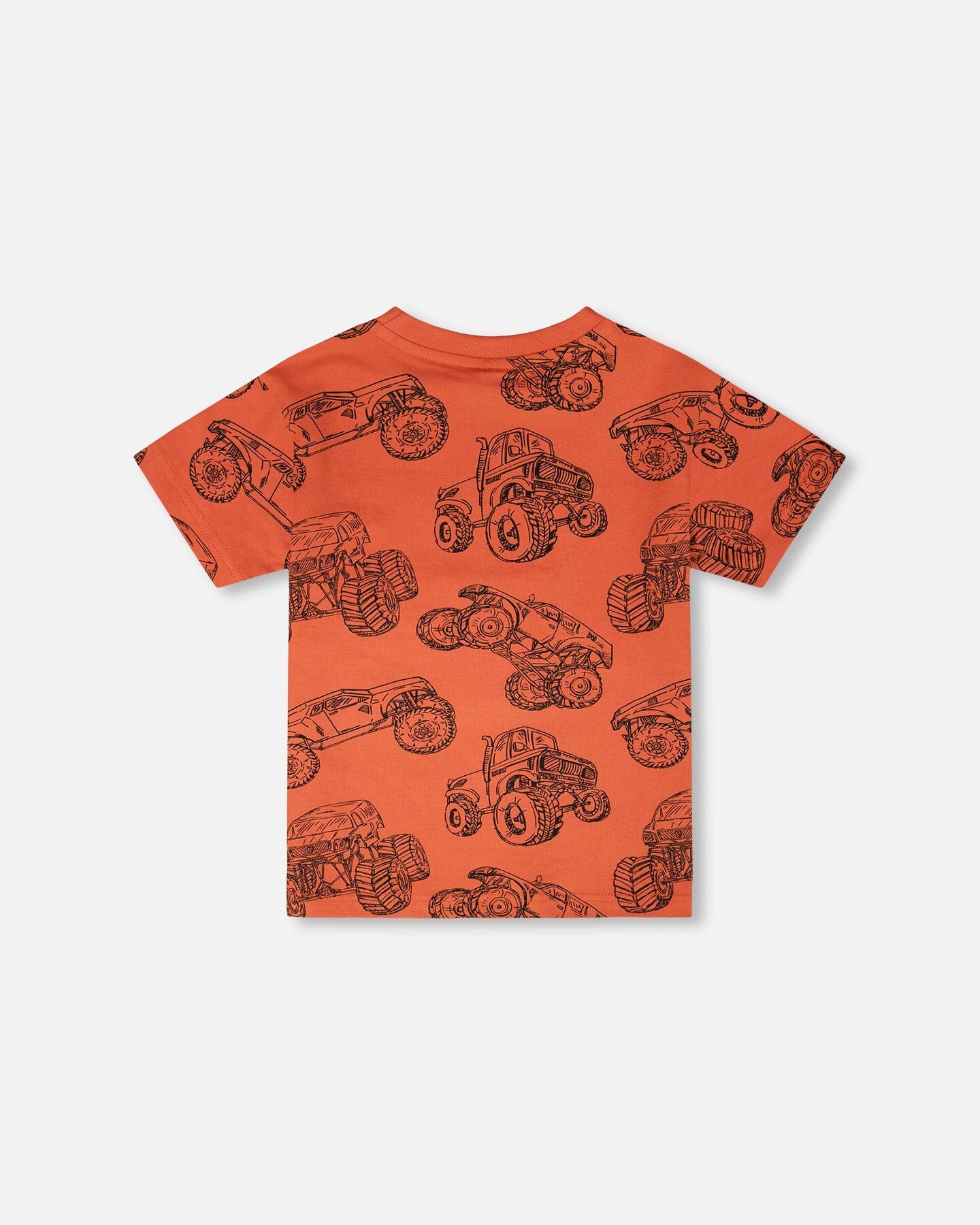 Organic Cotton Jersey T-Shirt Orange Printed Trucks - Image 3