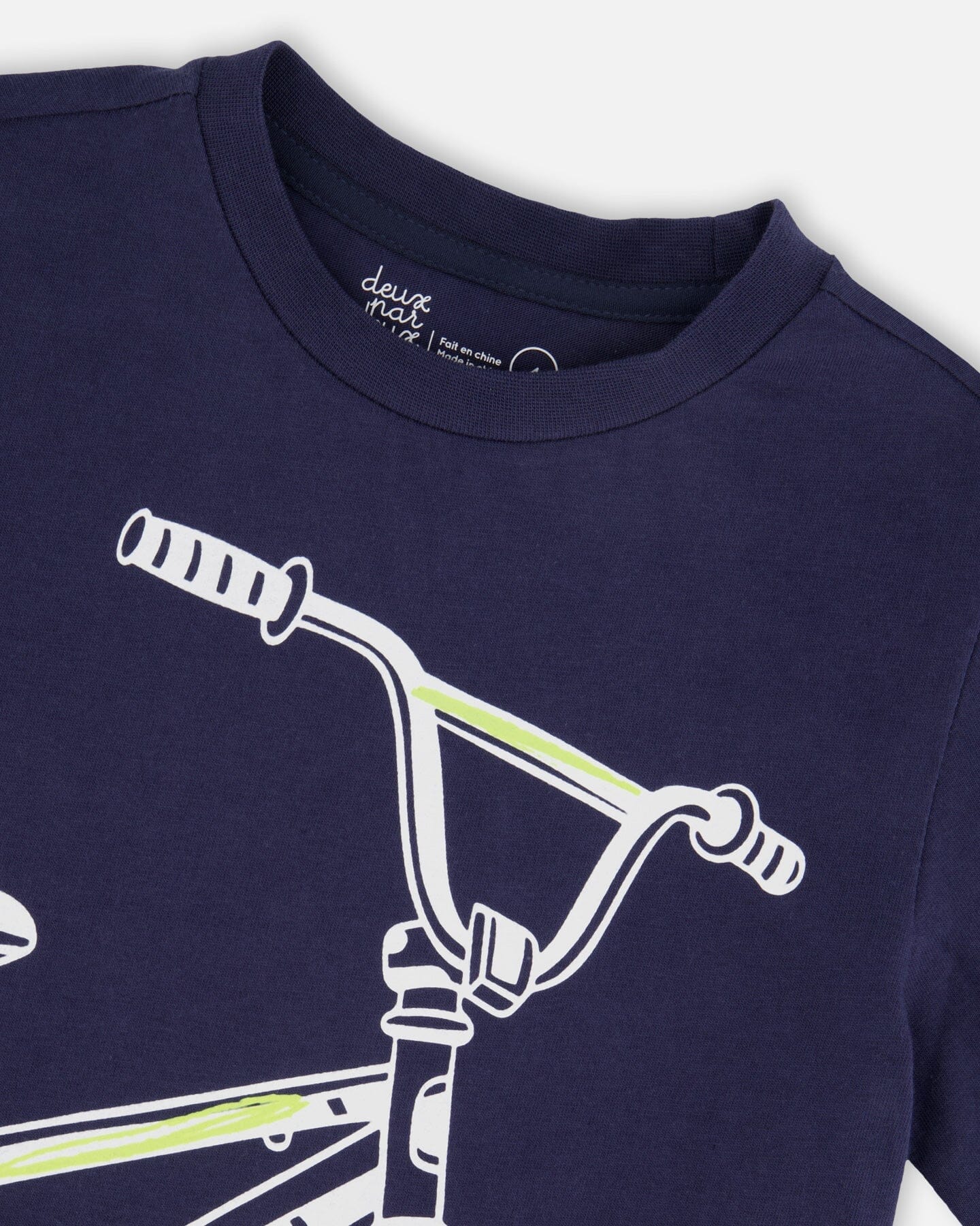 Organic Cotton Jersey T-Shirt With Bike Print Dark Blue - Image 5