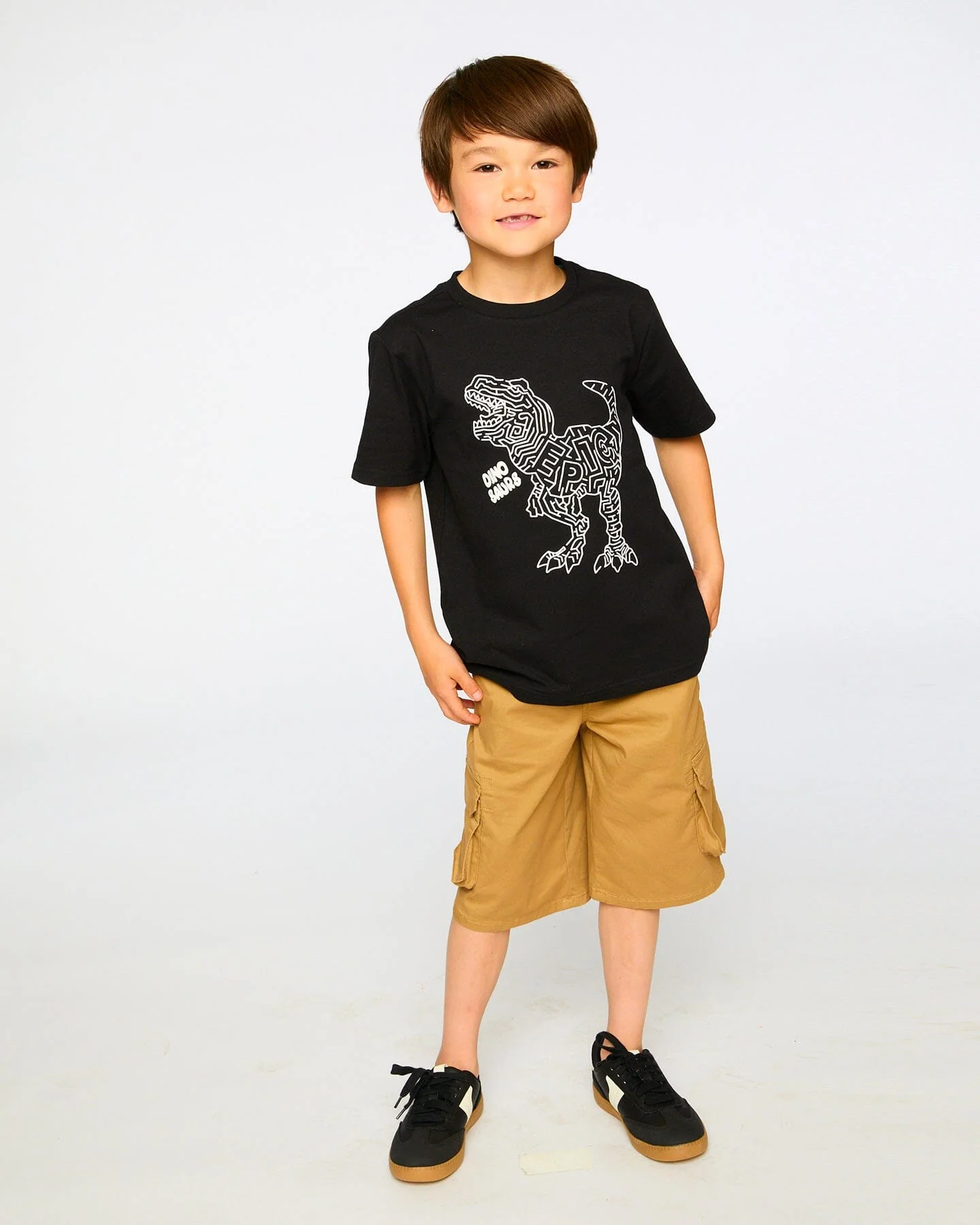 Organic Cotton Jersey T-Shirt With Dino Print Black - Image 2