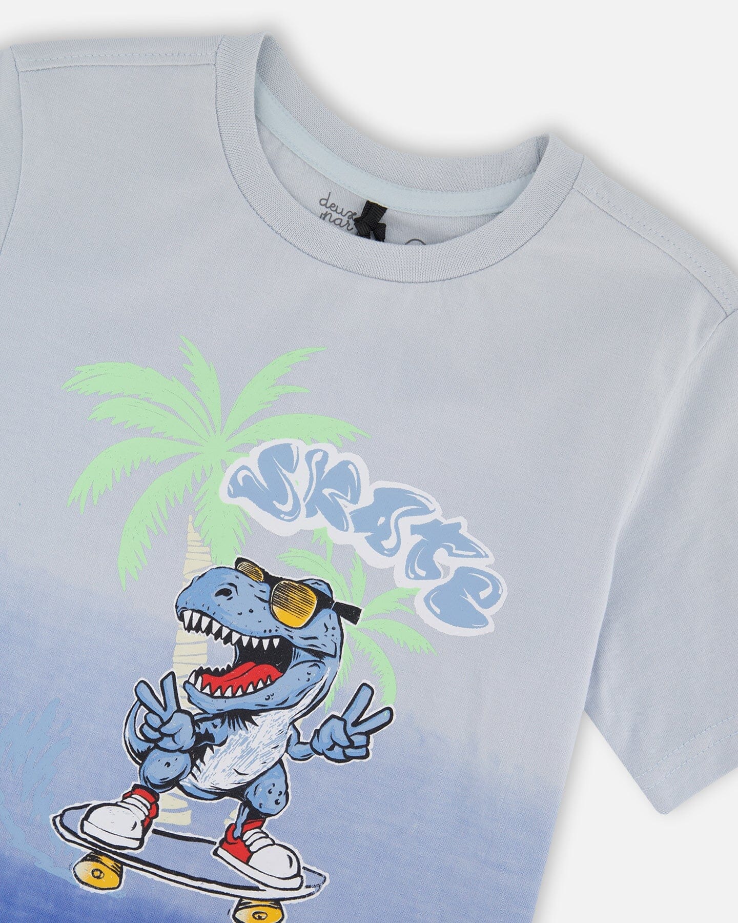 Organic Cotton Jersey T-Shirt With Print Gradient Pale Blue - Image 4