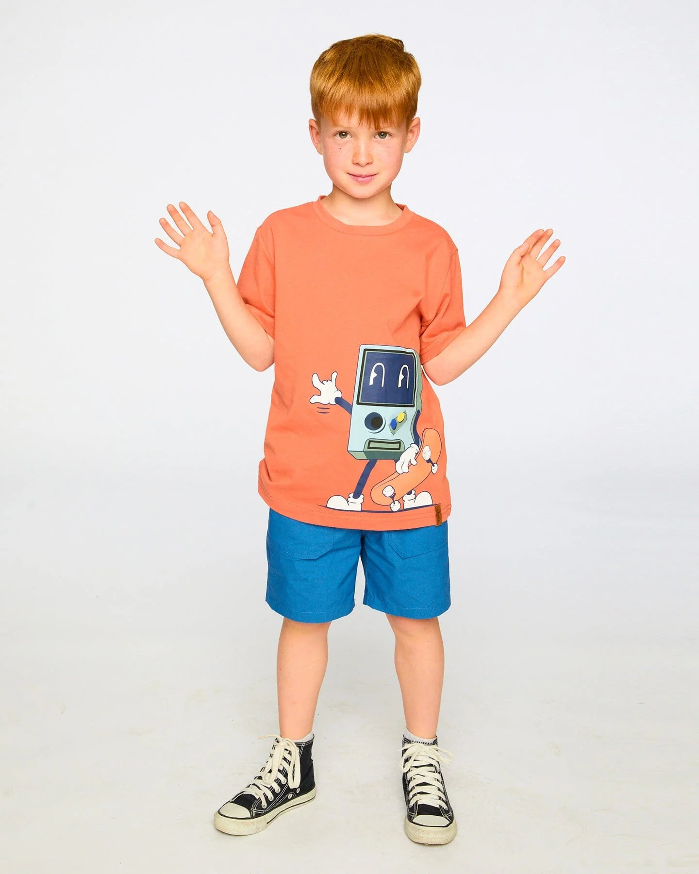 Organic Cotton Jersey T-Shirt With Print Orange - Image 2