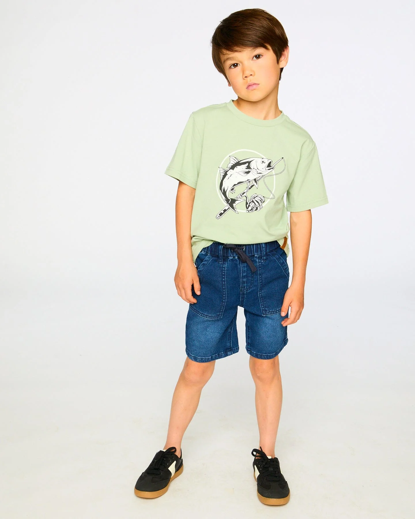 Organic Cotton Jersey T-Shirt With Print Sage - Image 3