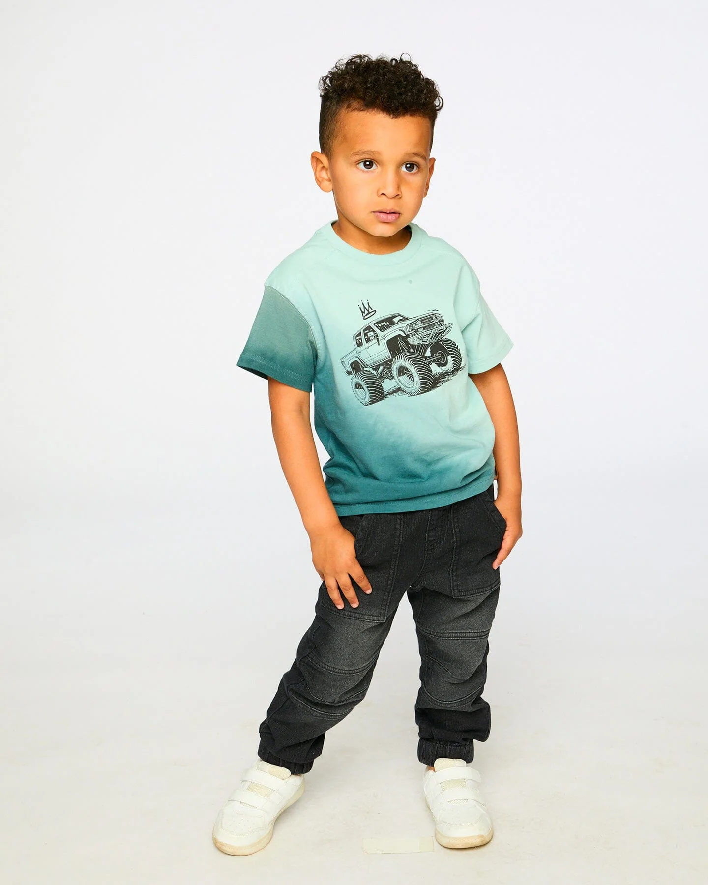 Organic Cotton Jersey T-Shirt With Print Turquoise - Image 2