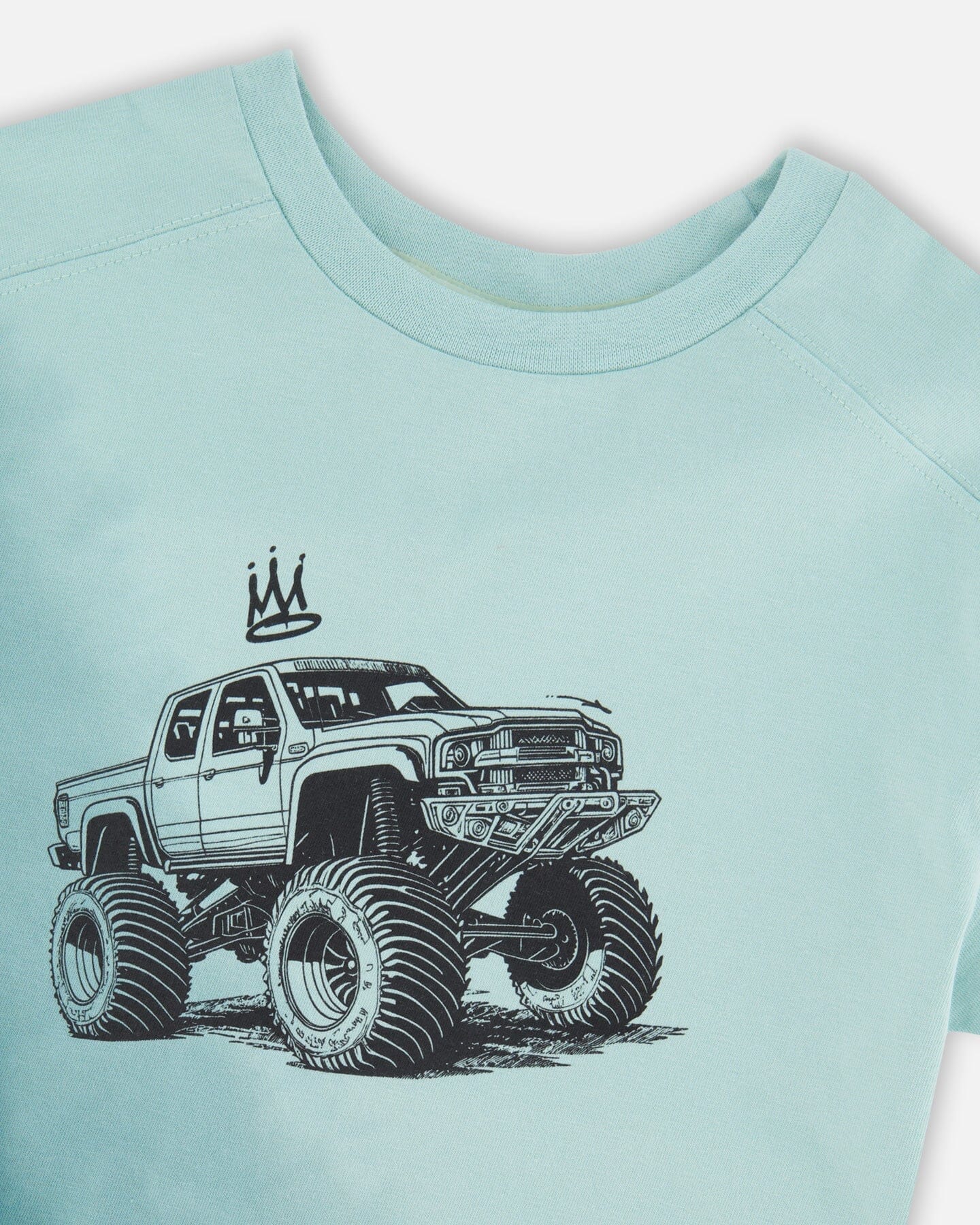 Organic Cotton Jersey T-Shirt With Print Turquoise - Image 4