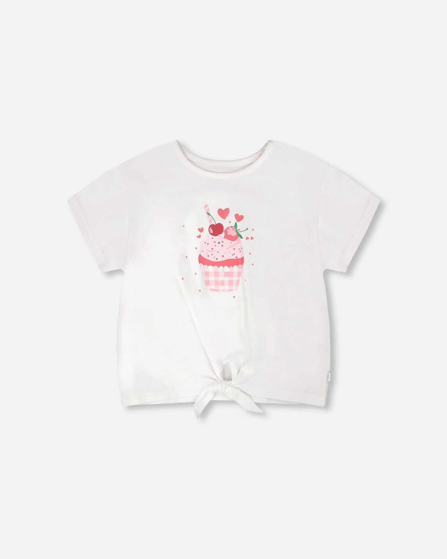 Organic Cotton Jersey T-Shirt With Tie At Waist White