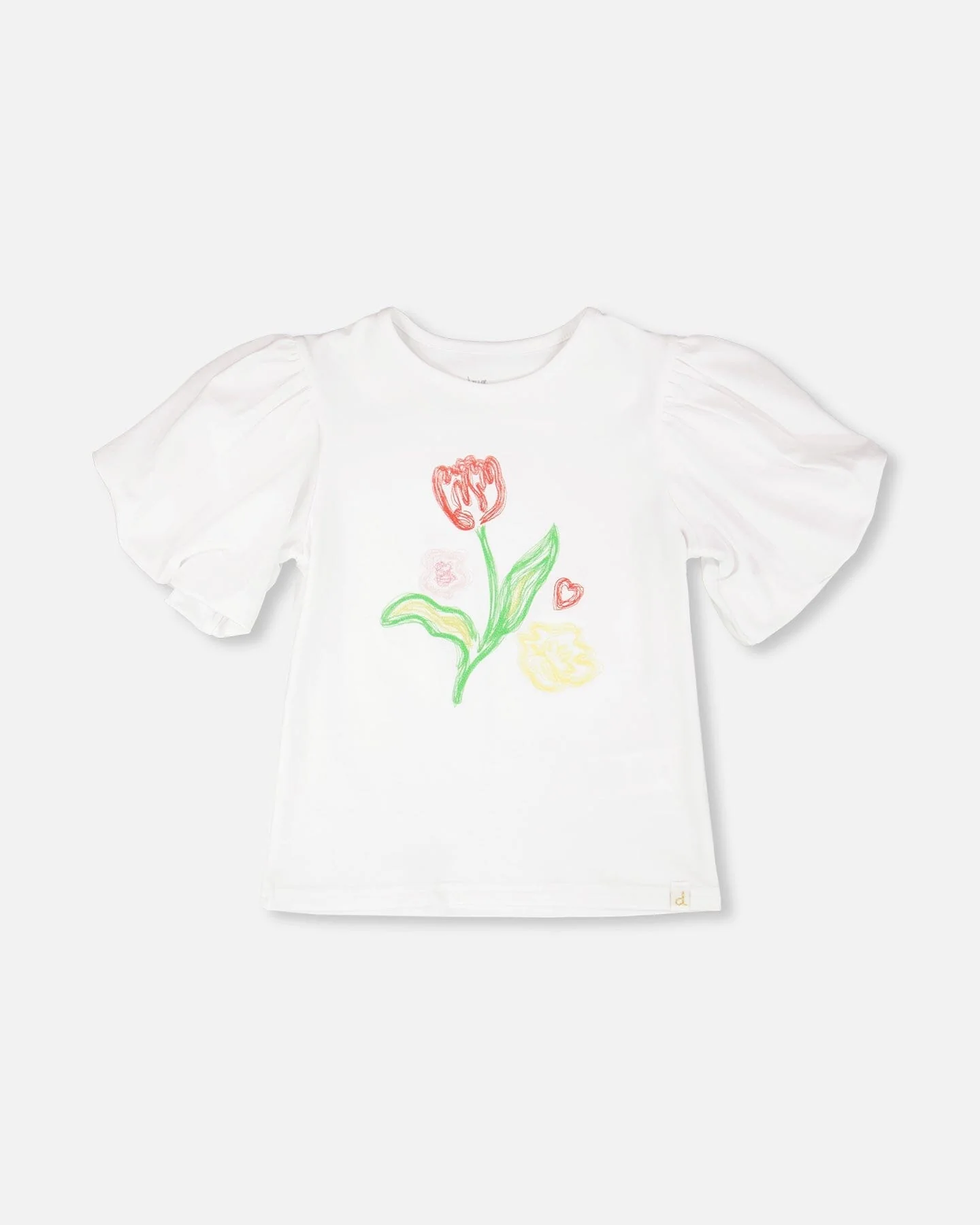 Organic Cotton Jersey Top White With Embroidery
