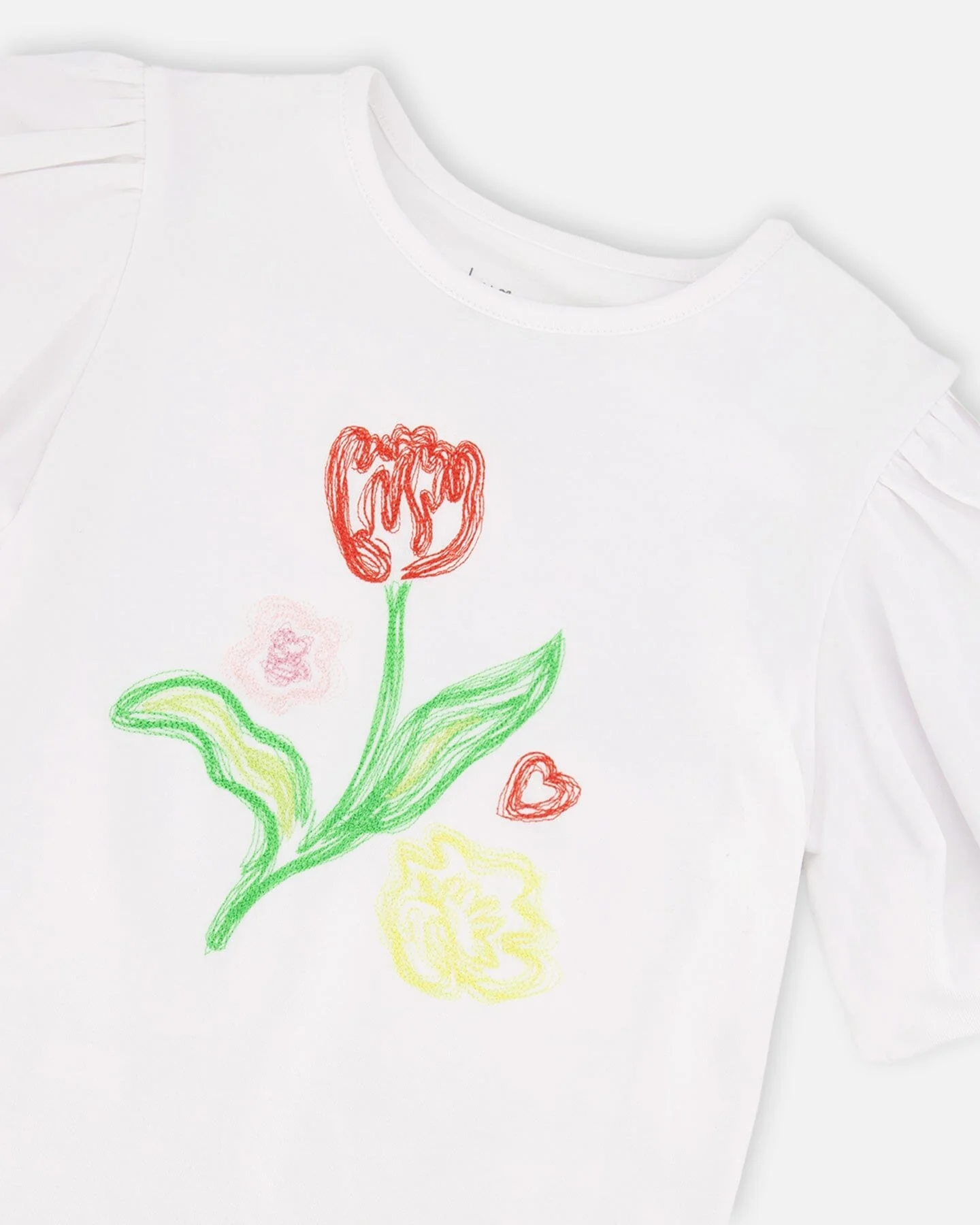 Organic Cotton Jersey Top White With Embroidery - Image 4