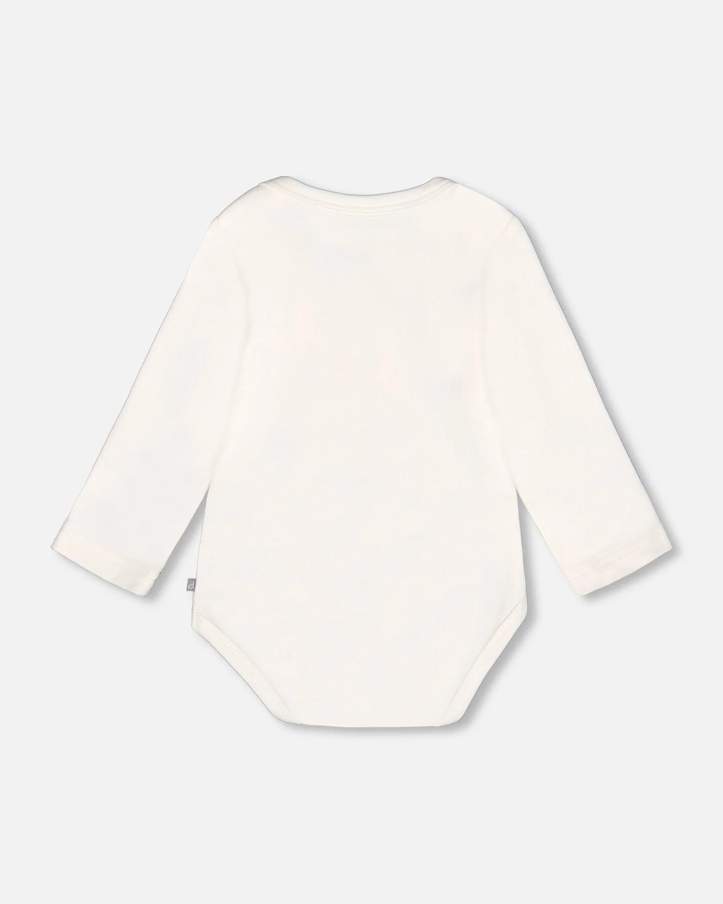 Organic Cotton Long Sleeve Romper Off-White Floral - Image 3