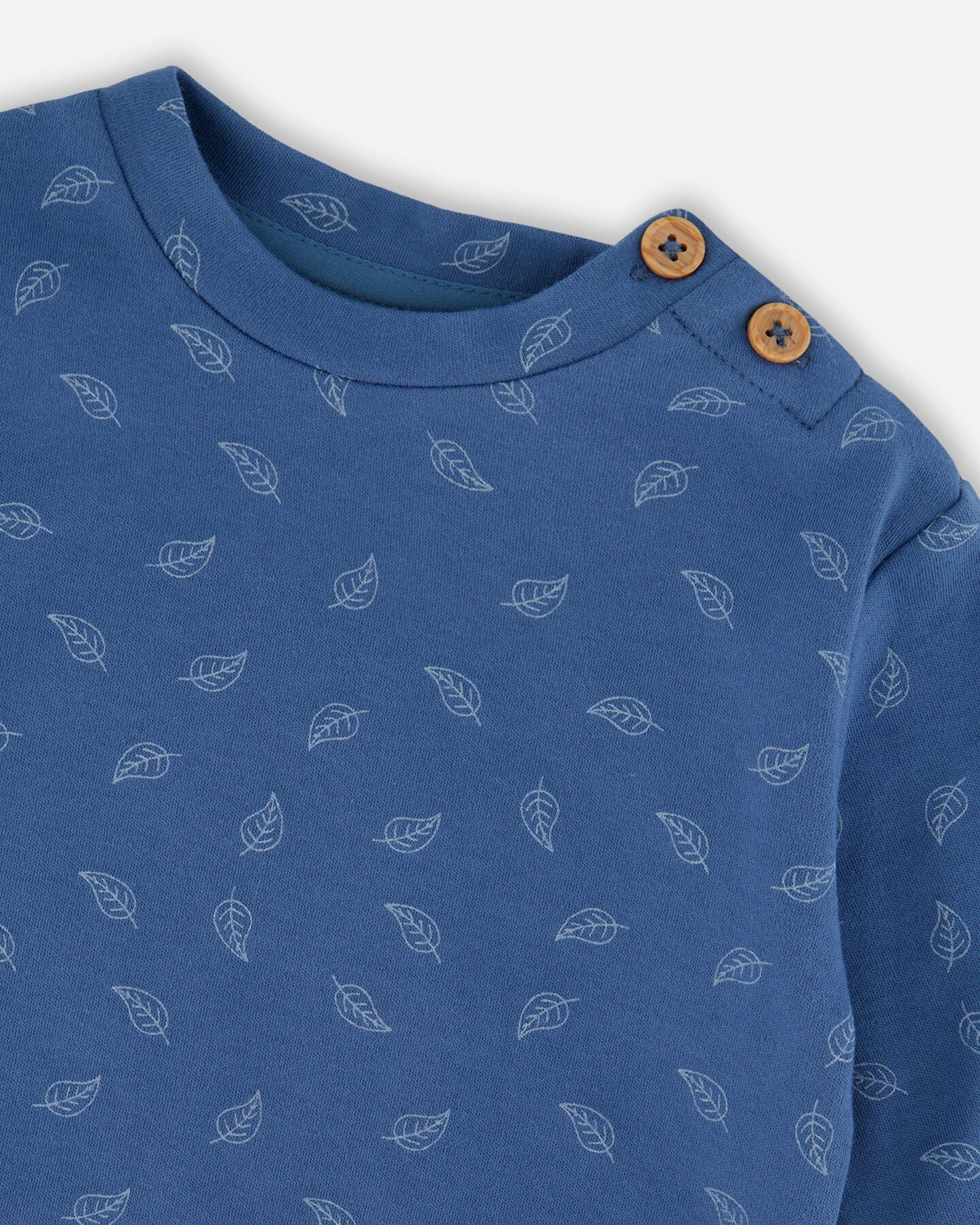 Organic Cotton Pant And Top Set Blue Leaf Print - Image 3