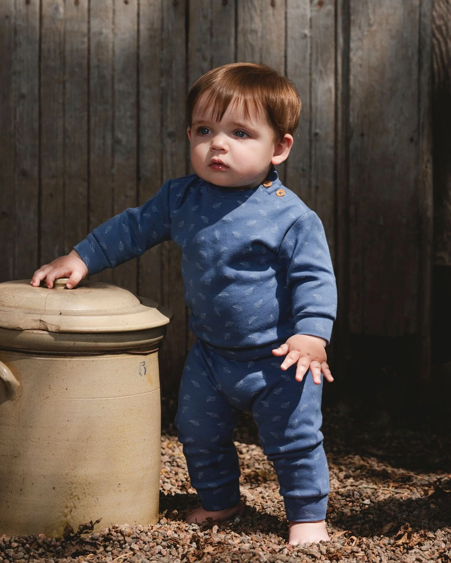 Organic Cotton Pant And Top Set Blue Leaf Print - Image 5