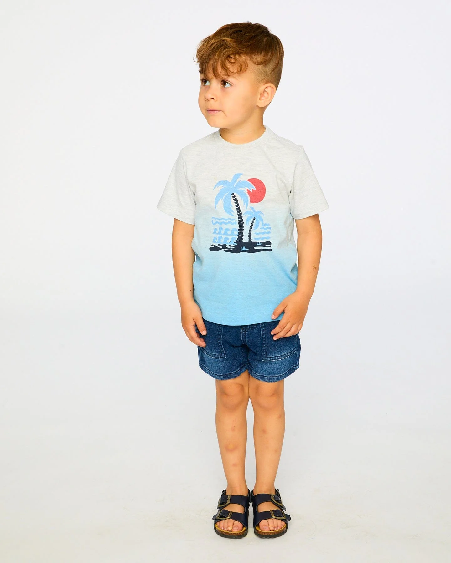 Organic Cotton Short Sleeve T-Shirt Grey Mix To Blue Gradient - Image 2
