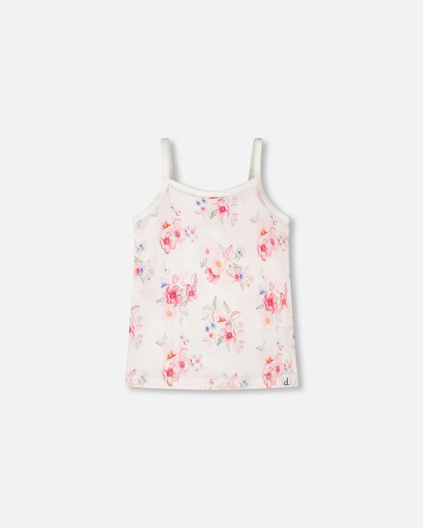 Organic Cotton Tank Underwear Pink Printed Flowers