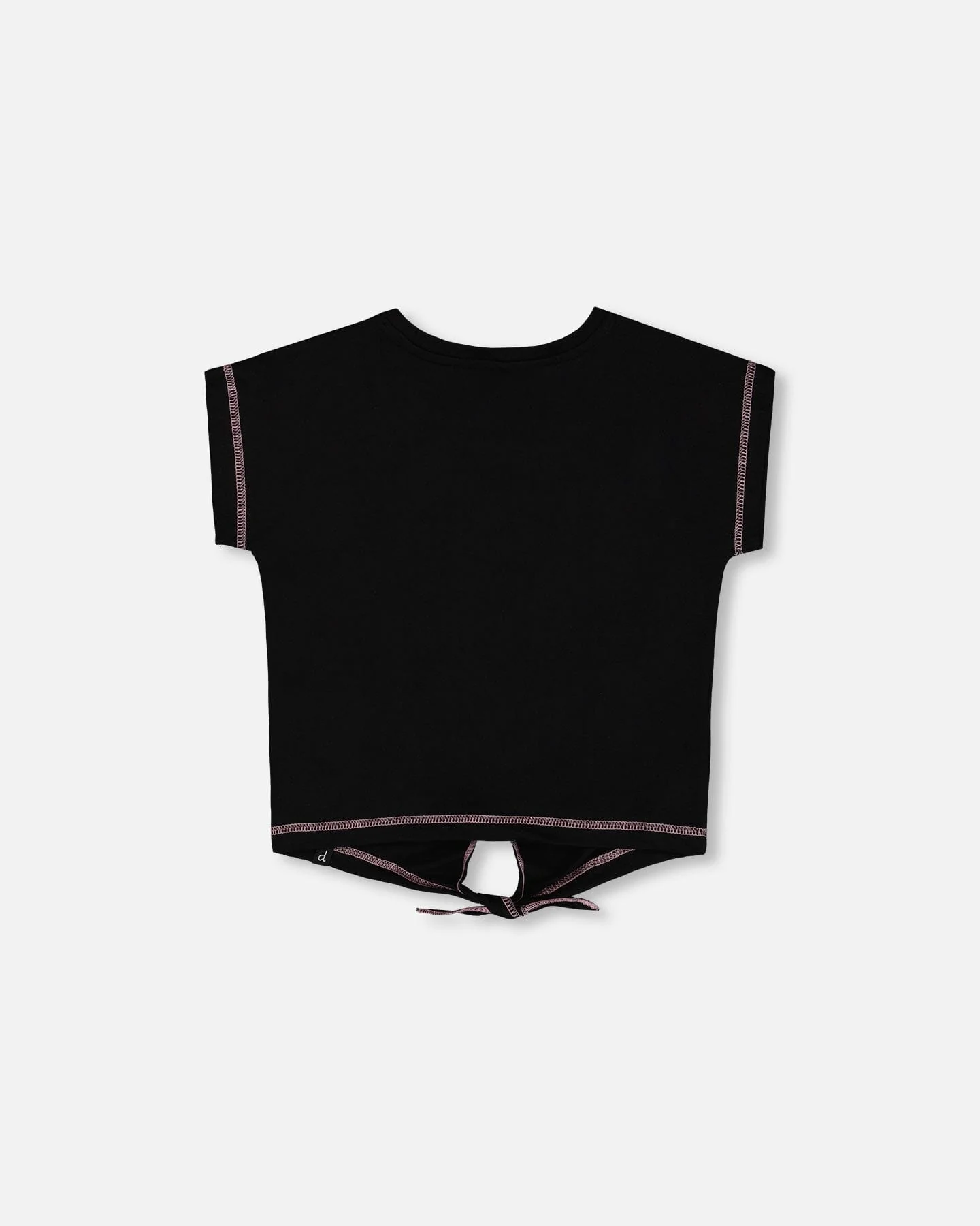 Organic Cotton Tee With Print And Knot Black And Multicolored - Image 4