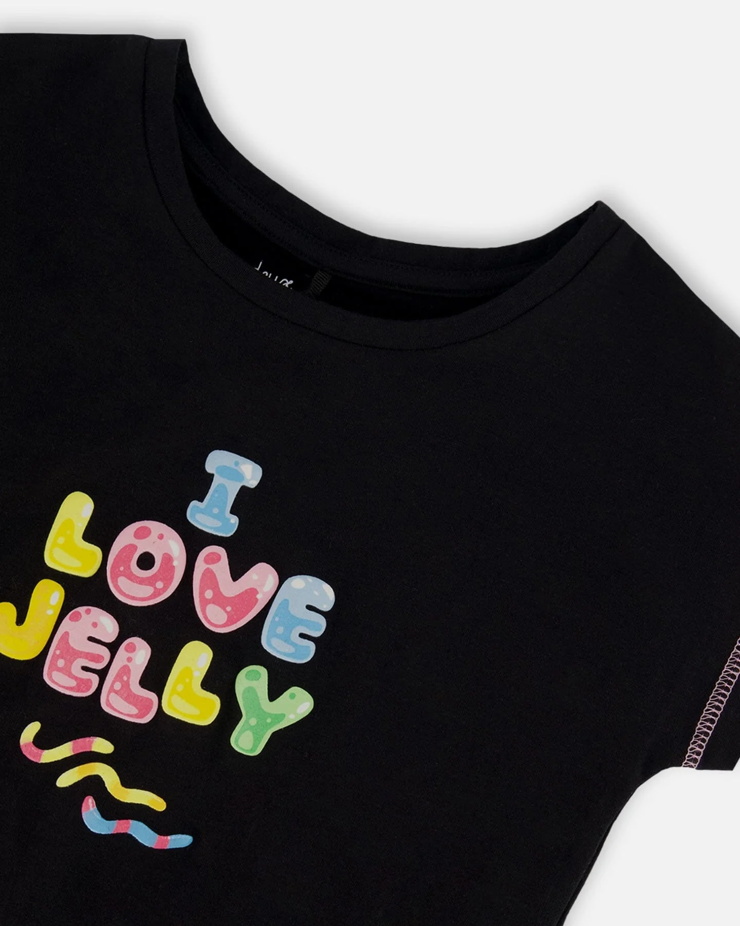 Organic Cotton Tee With Print And Knot Black And Multicolored - Image 5