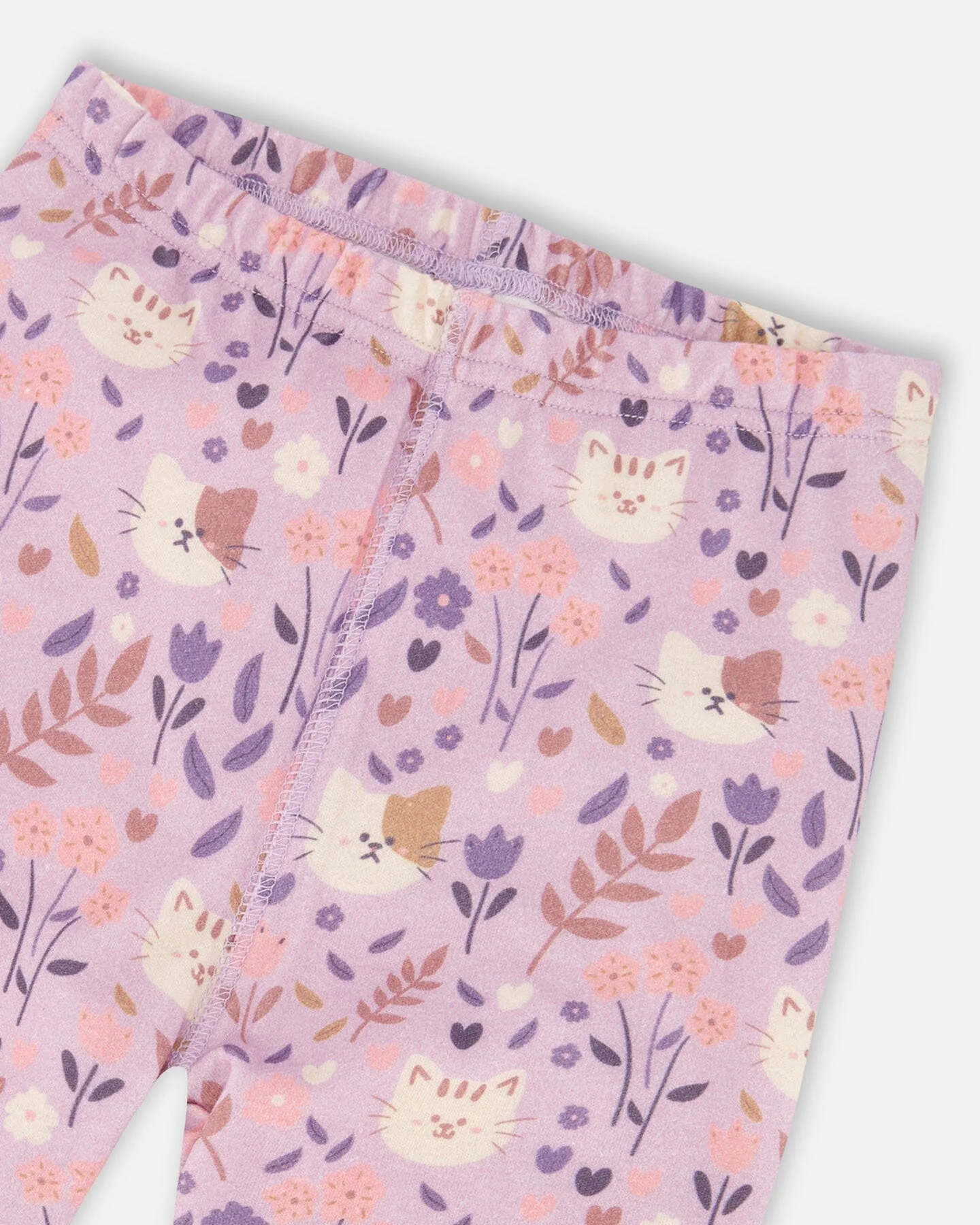 Organic Cotton Two-Piece Pajamas Lilac Cat Print - Image 5