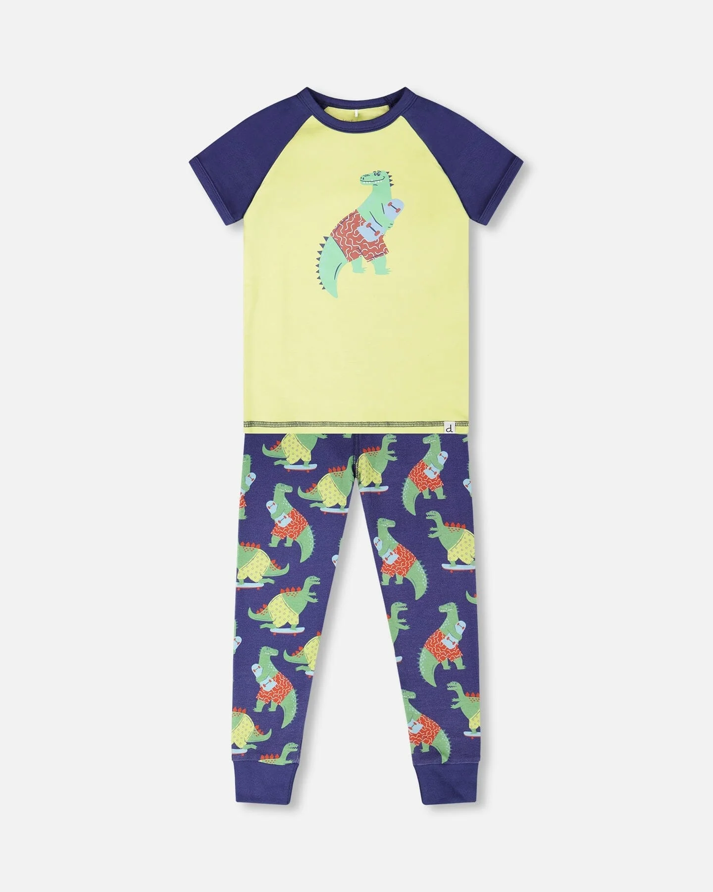 Organic Cotton Two-Piece Pyjama Set Blue Dino Print