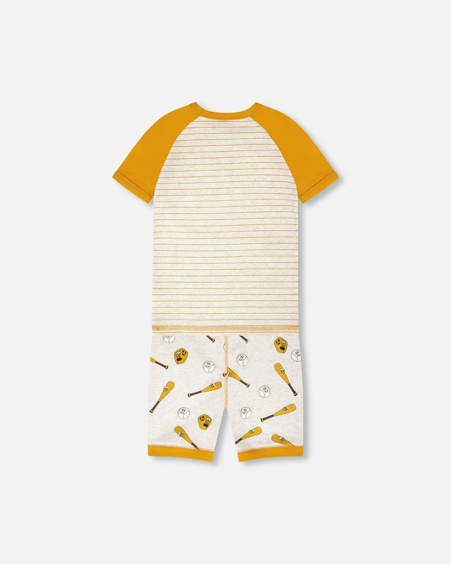 Organic Cotton Two-Piece Pyjama Set Grey Mix Baseball Print - Image 3