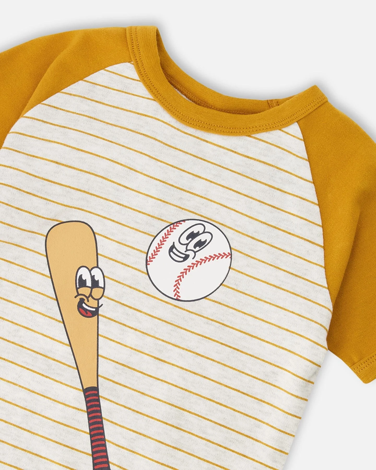 Organic Cotton Two-Piece Pyjama Set Grey Mix Baseball Print - Image 4