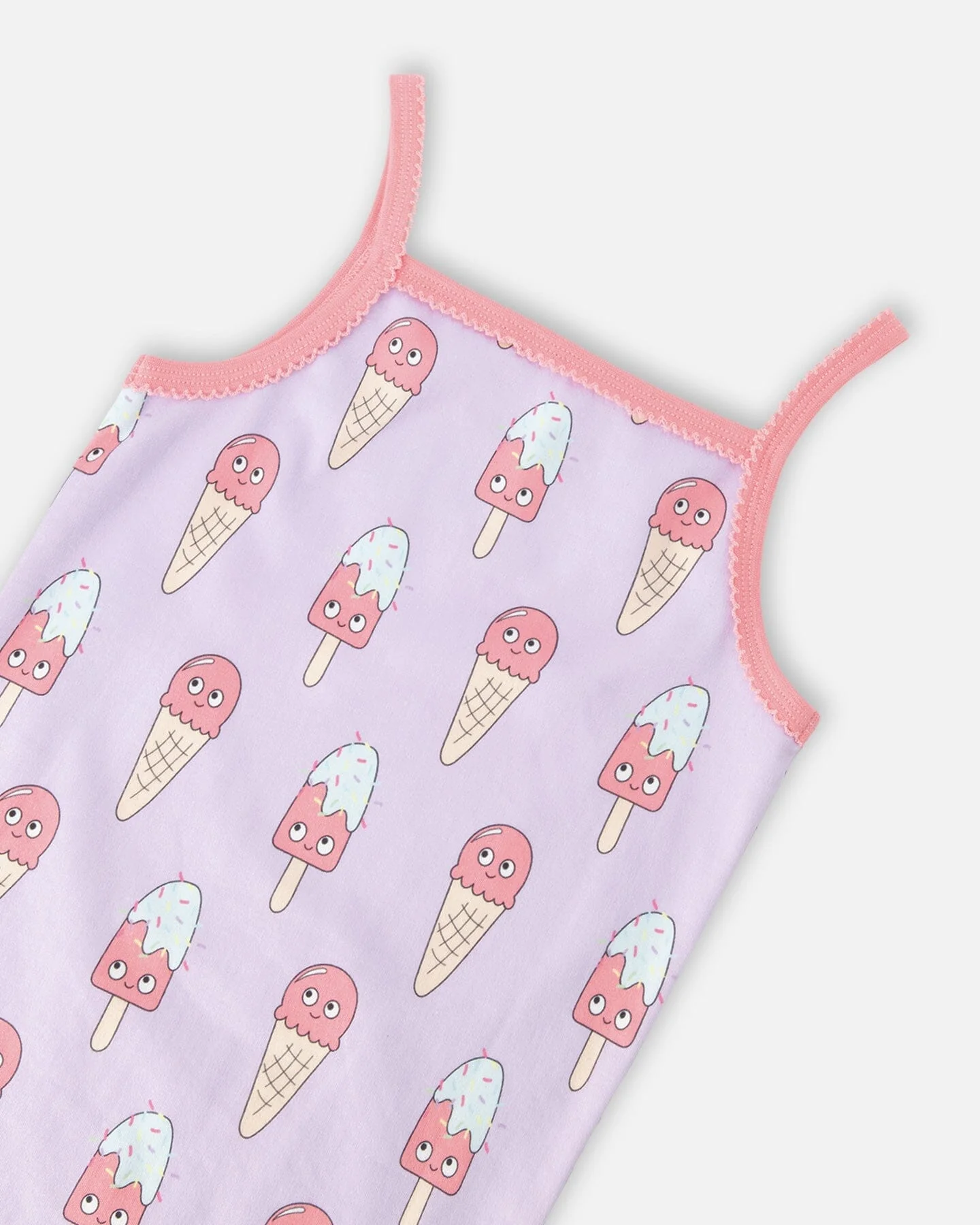 Organic Cotton Two-Piece Pyjama Set Lilac Printed Ice Creams - Image 4