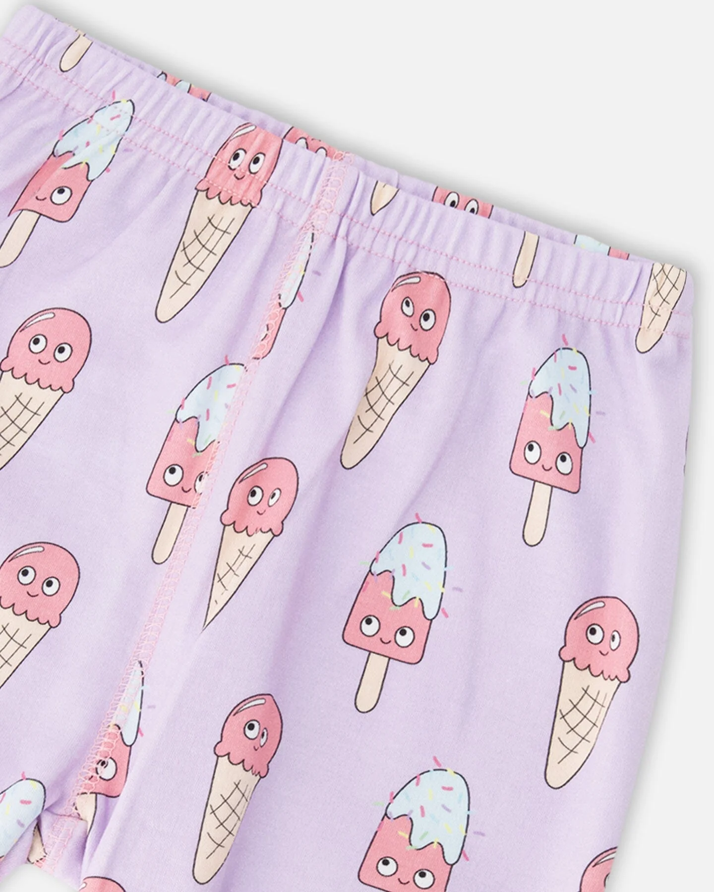 Organic Cotton Two-Piece Pyjama Set Lilac Printed Ice Creams - Image 5