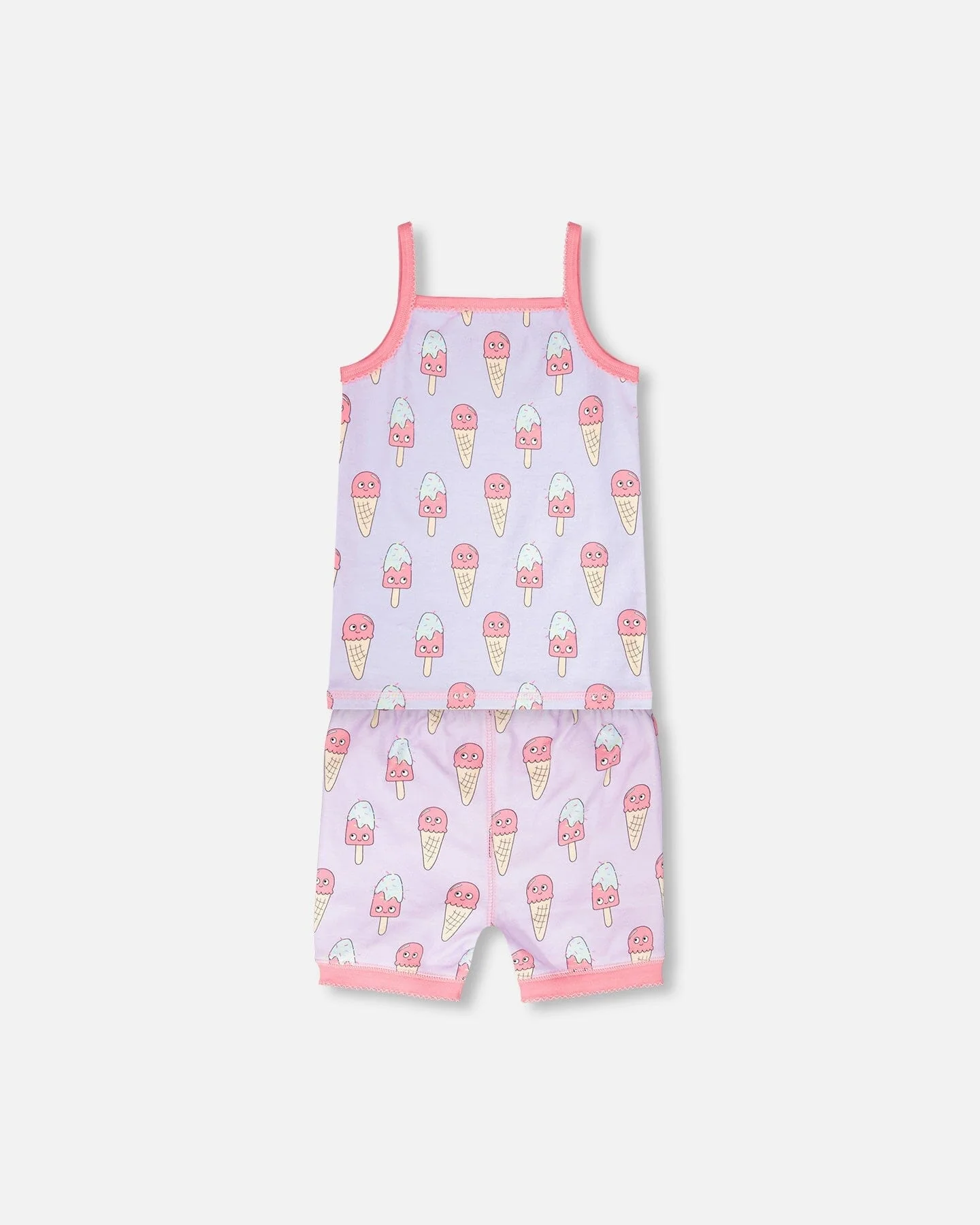 Organic Cotton Two-Piece Pyjama Set Lilac Printed Ice Creams - Image 3