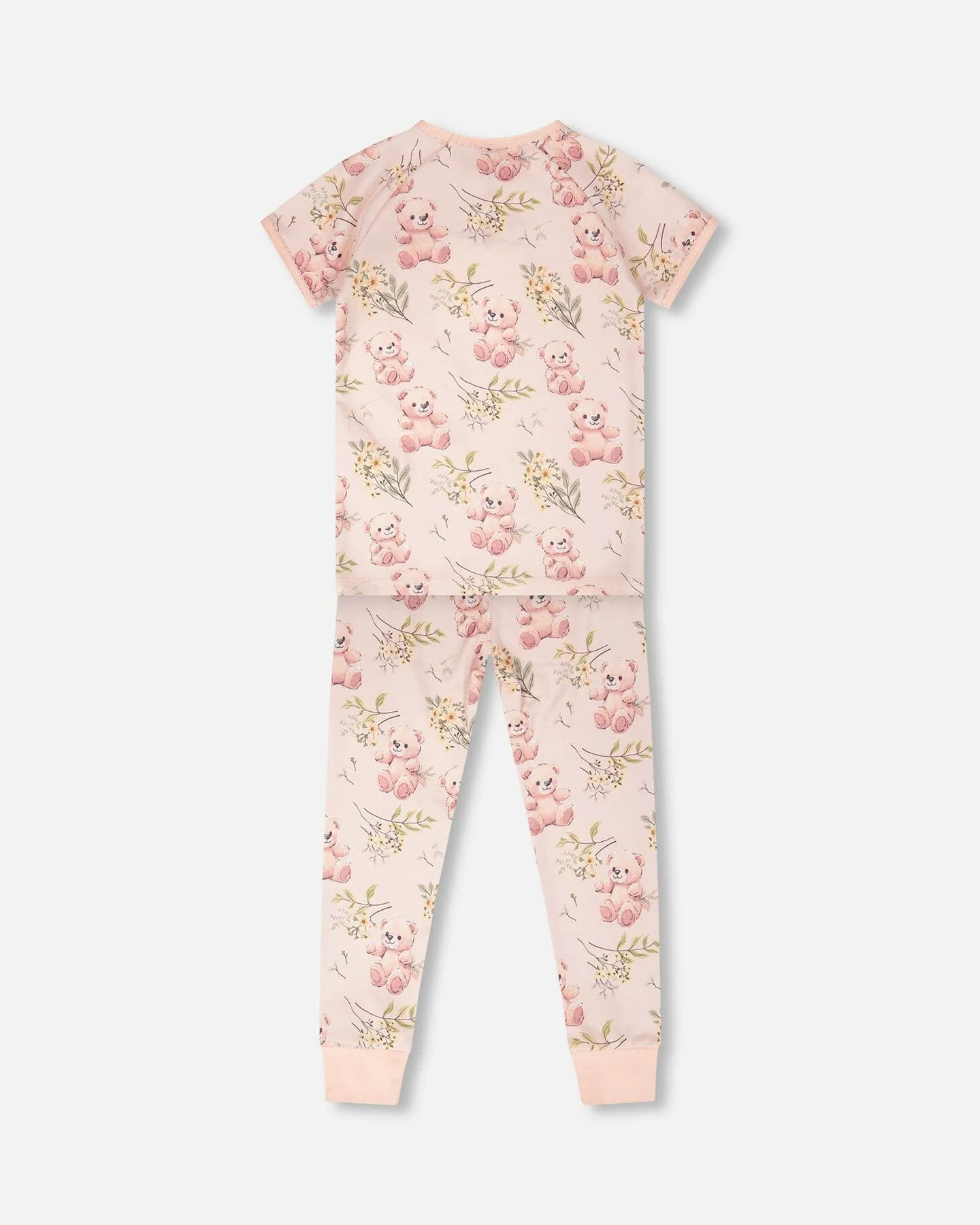 Organic Cotton Two-Piece Pyjama Set Pale Pink Bear Print - Image 3