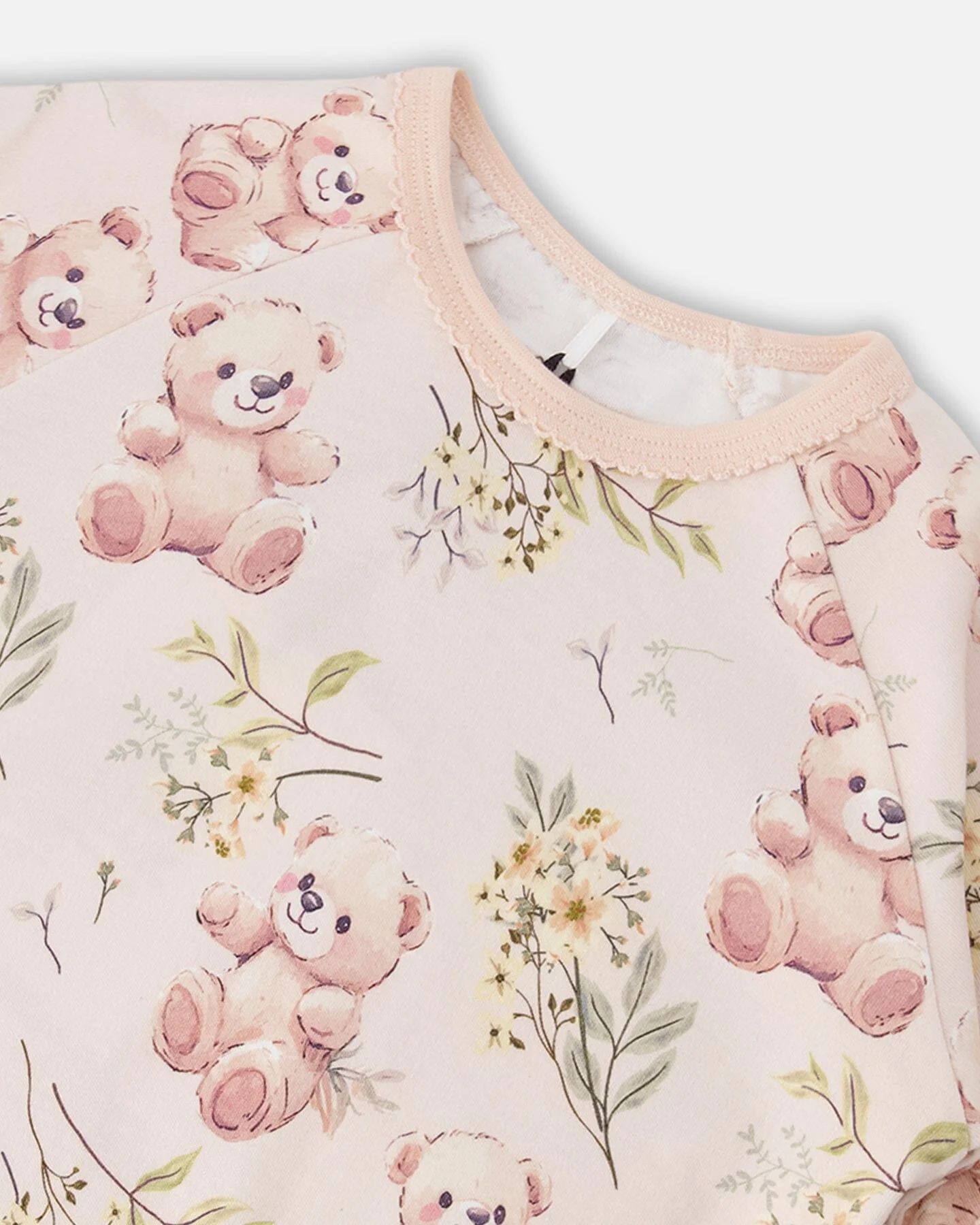 Organic Cotton Two-Piece Pyjama Set Pale Pink Bear Print - Image 5