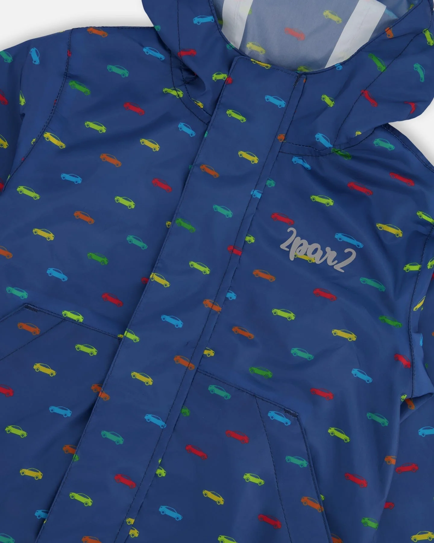 Packable Windbreaker In Polyester Blue Car Print - Image 4